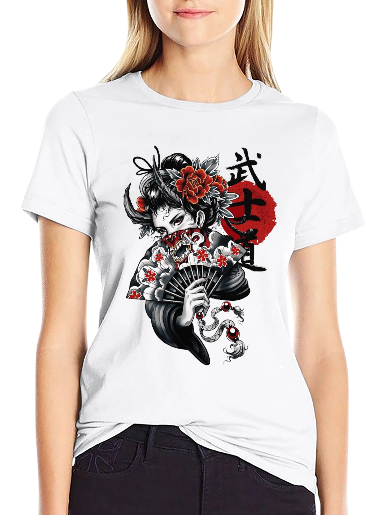 Geisha Oni T-Shirt - Japanese Demon Mask Tee