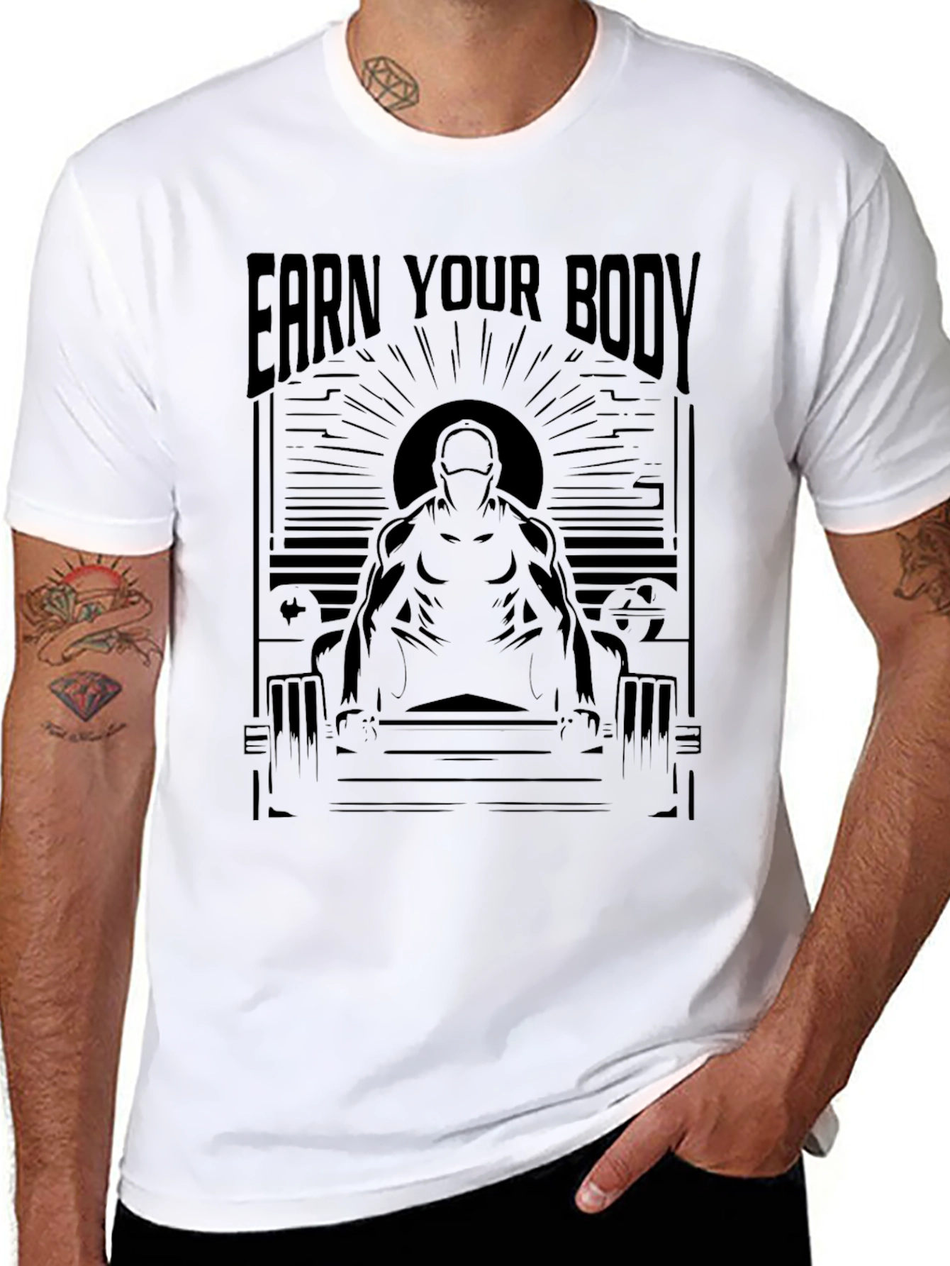 Earn Your Body Graphic Print T-Shirt - Black
