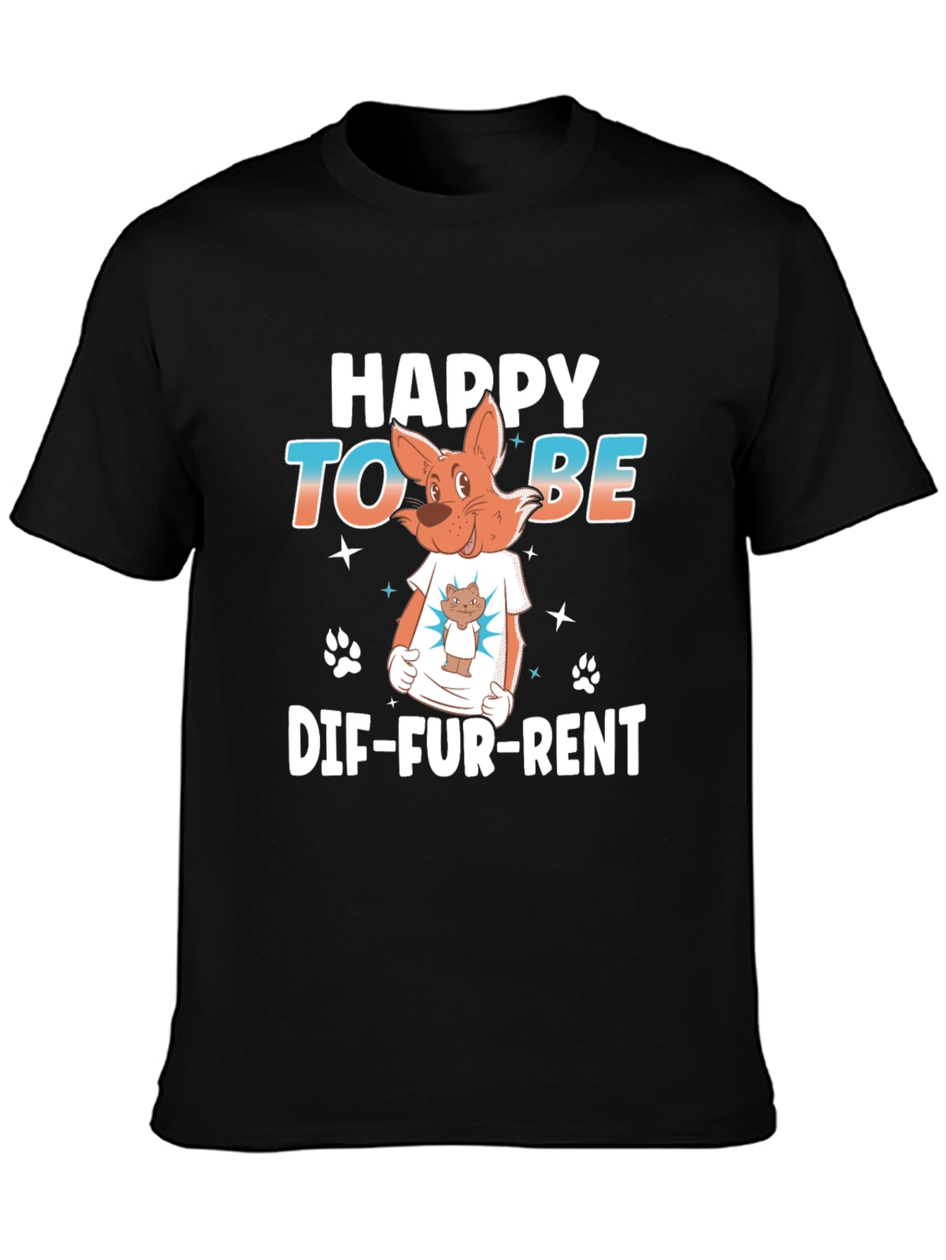 Happy To Be Dif-Fur-Rent Black Graphic Tee