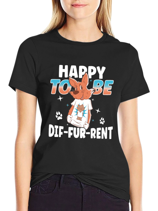 Happy To Be Dif-Fur-Rent Black Graphic Tee