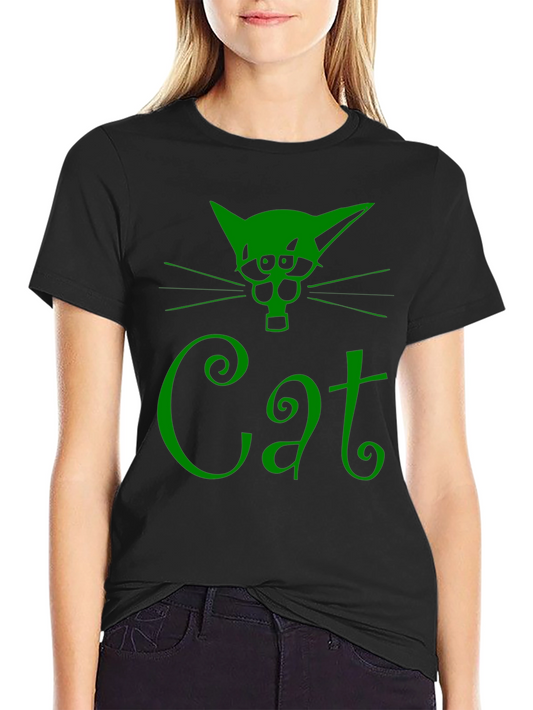 Green Cat Graphic T-Shirt