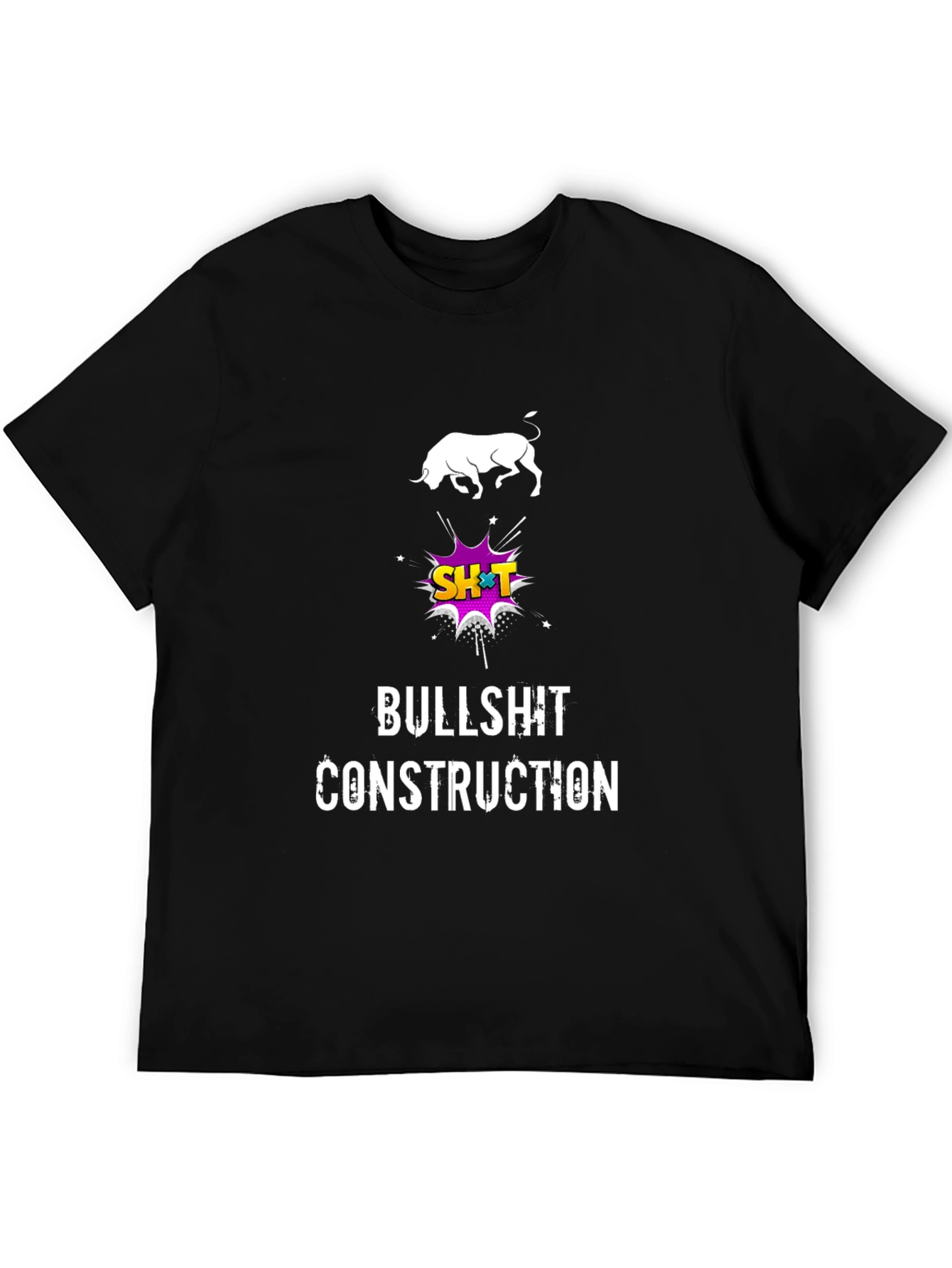 Bullshit Construction Graphic Tee - Black Cotton T-Shirt