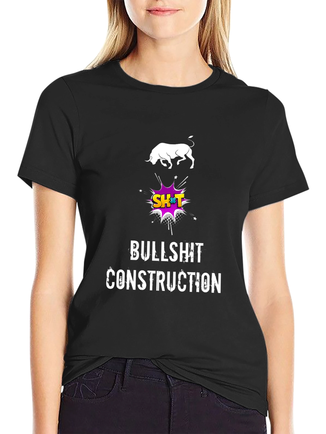 Bullshit Construction Graphic Tee - Black Cotton T-Shirt