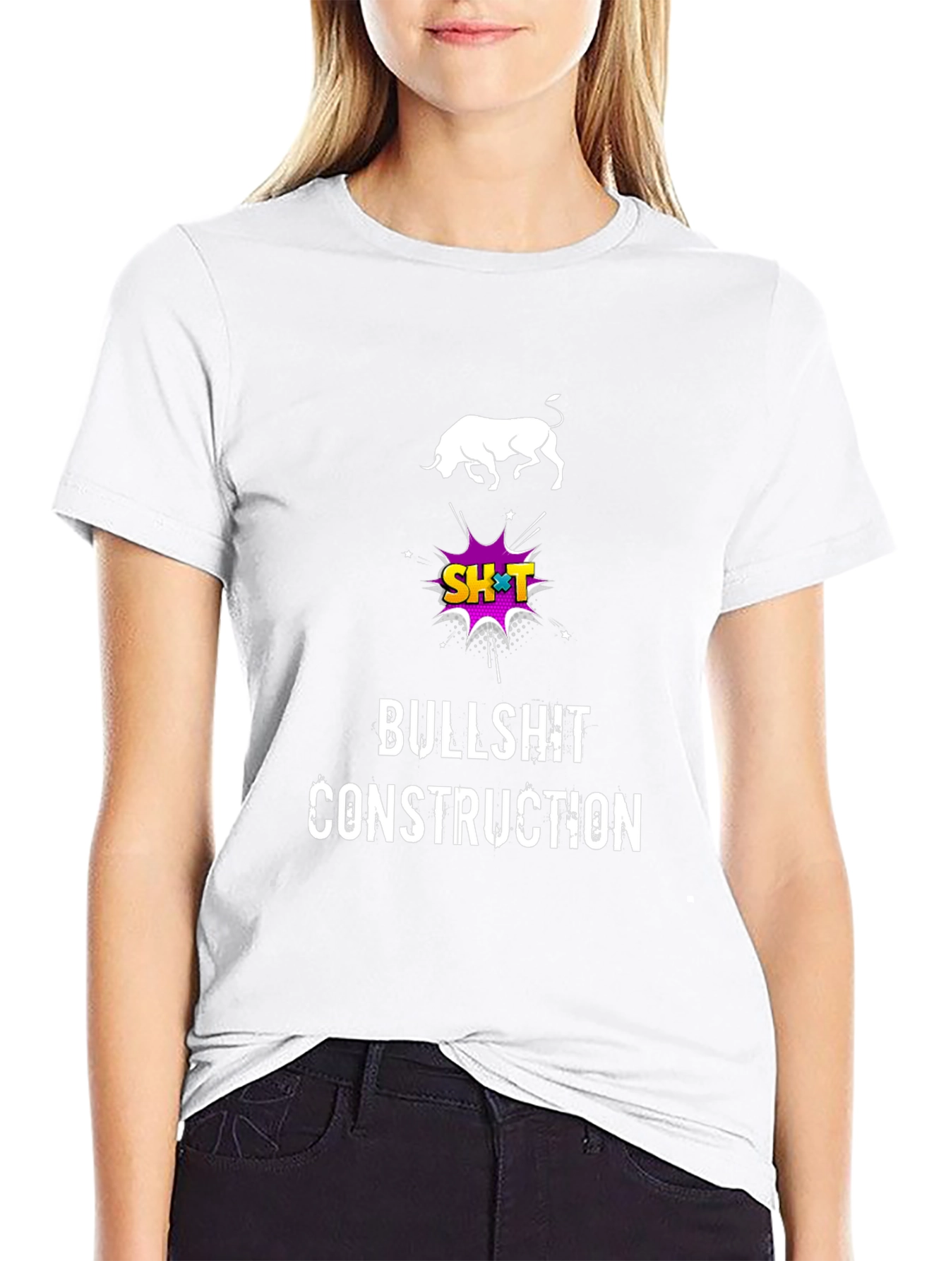 Bullshit Construction Graphic Tee - Black Cotton T-Shirt