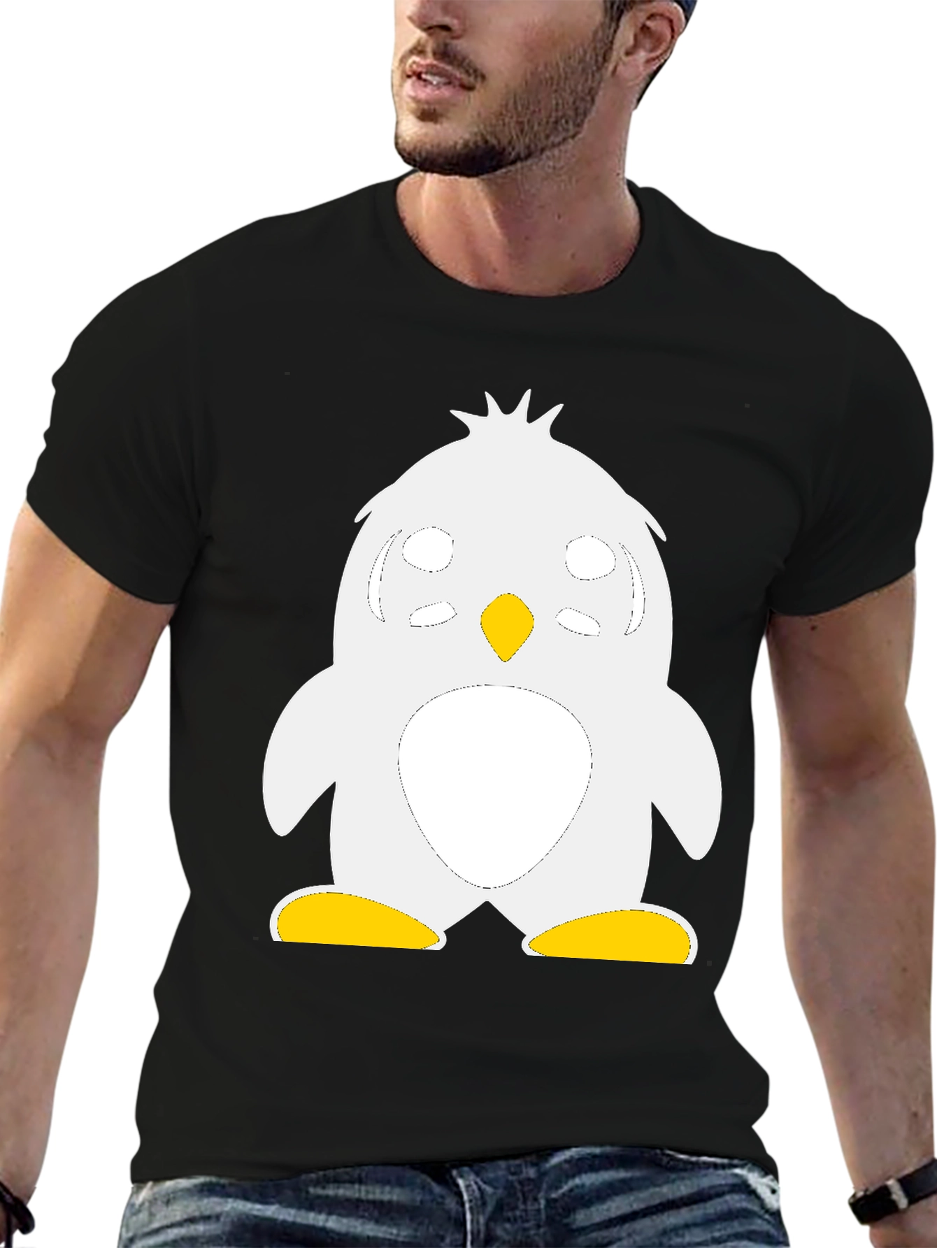 Cute Penguin Graphic Black T-Shirt