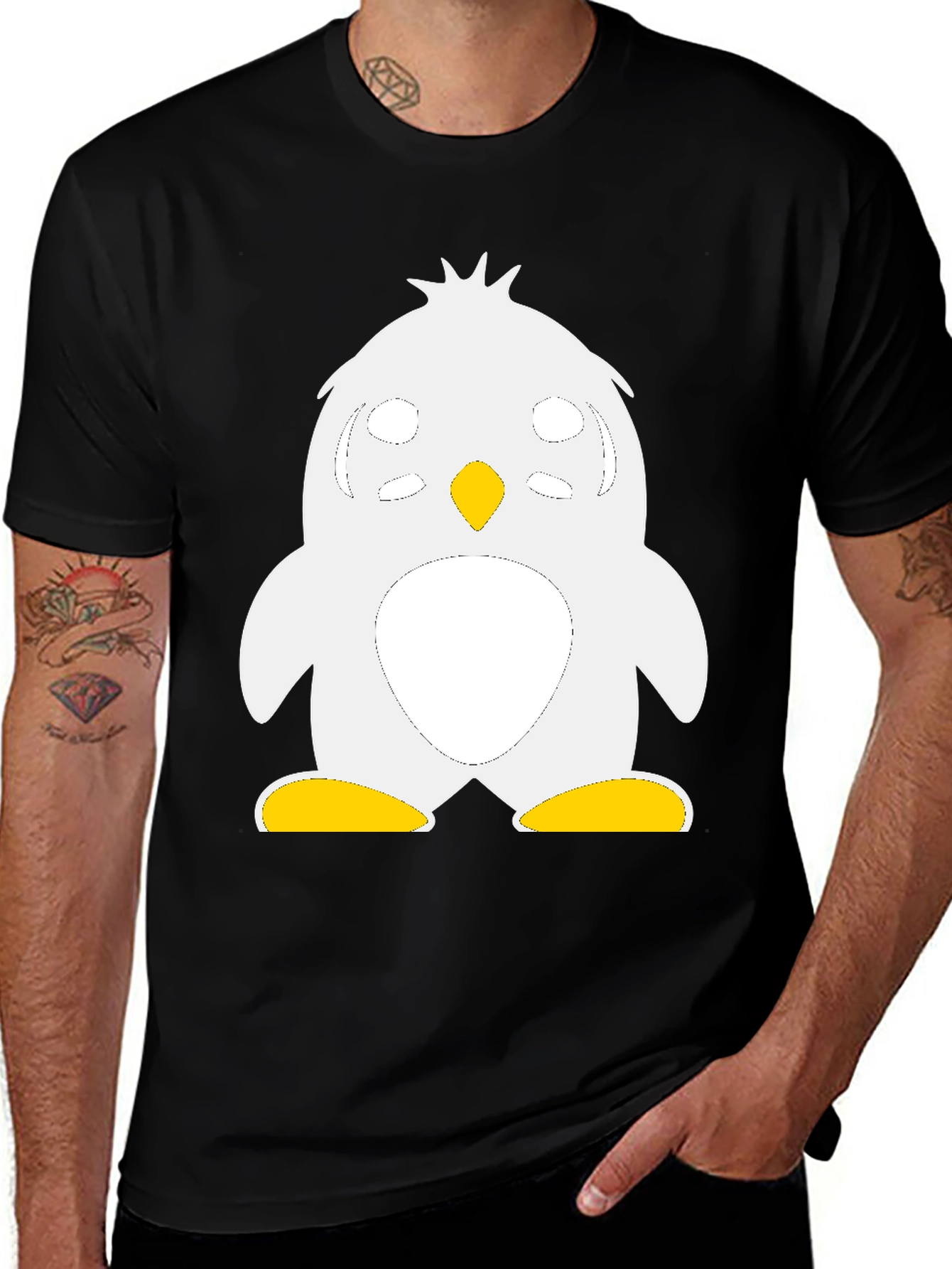 Cute Penguin Graphic Black T-Shirt
