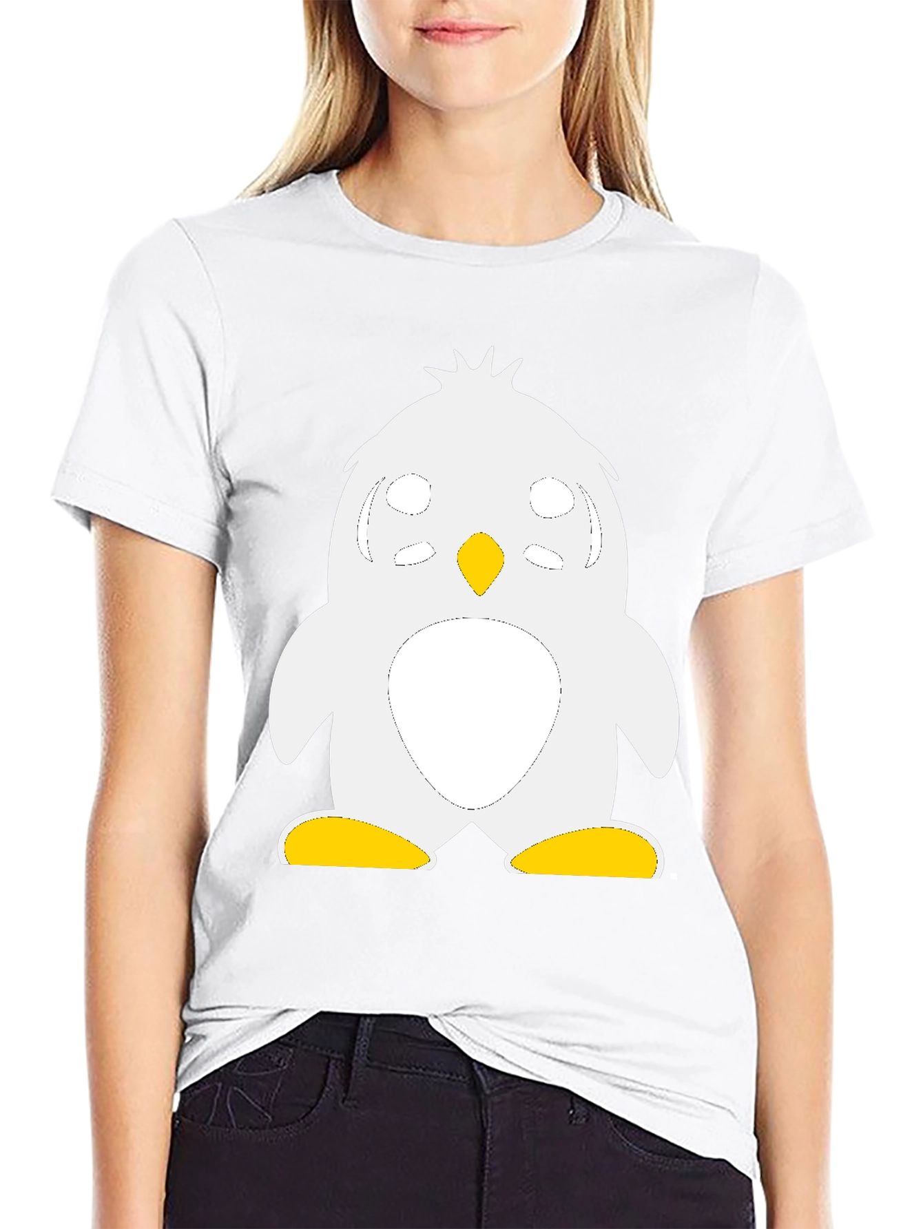 Cute Penguin Graphic Black T-Shirt