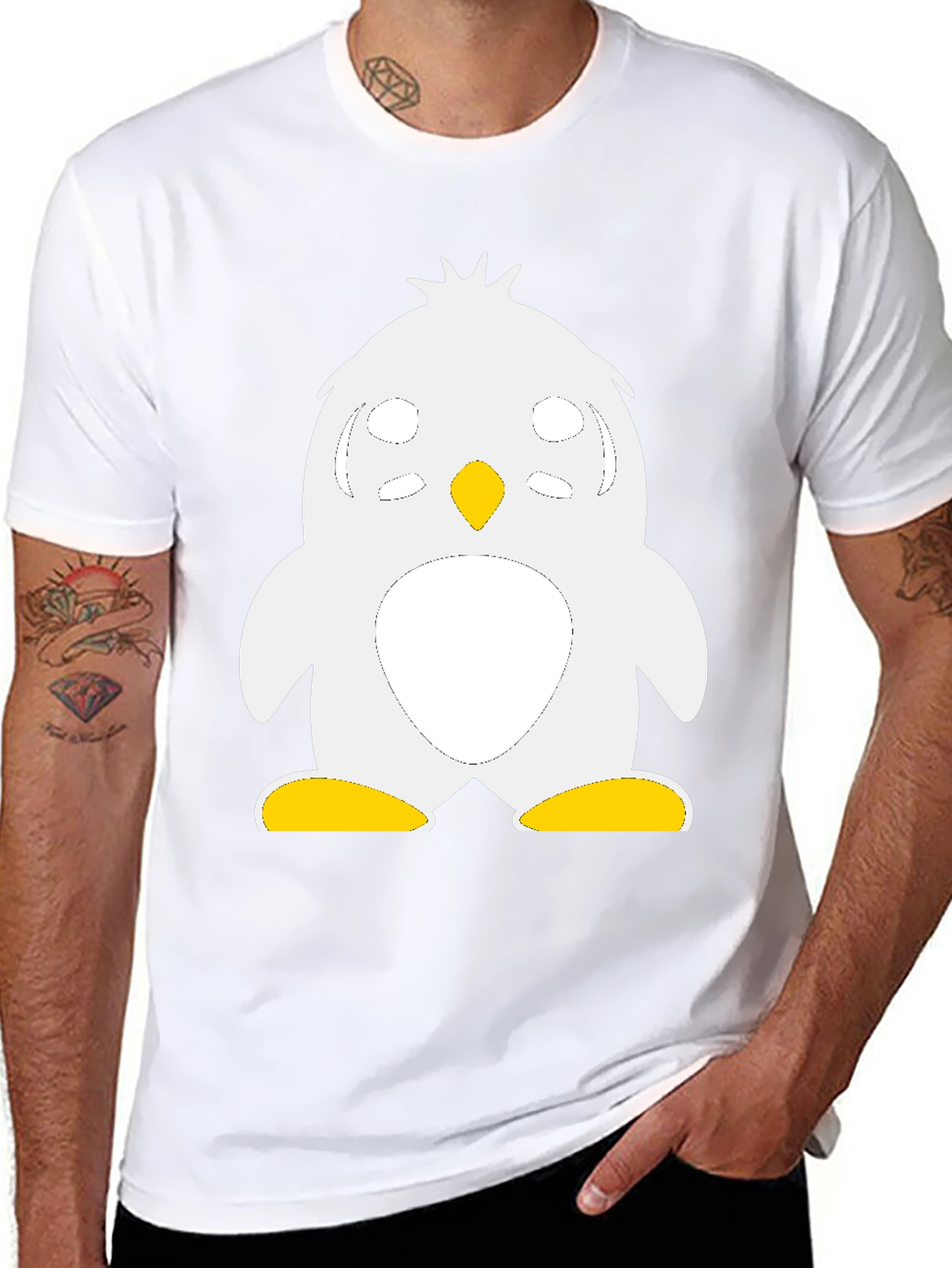 Cute Penguin Graphic Black T-Shirt