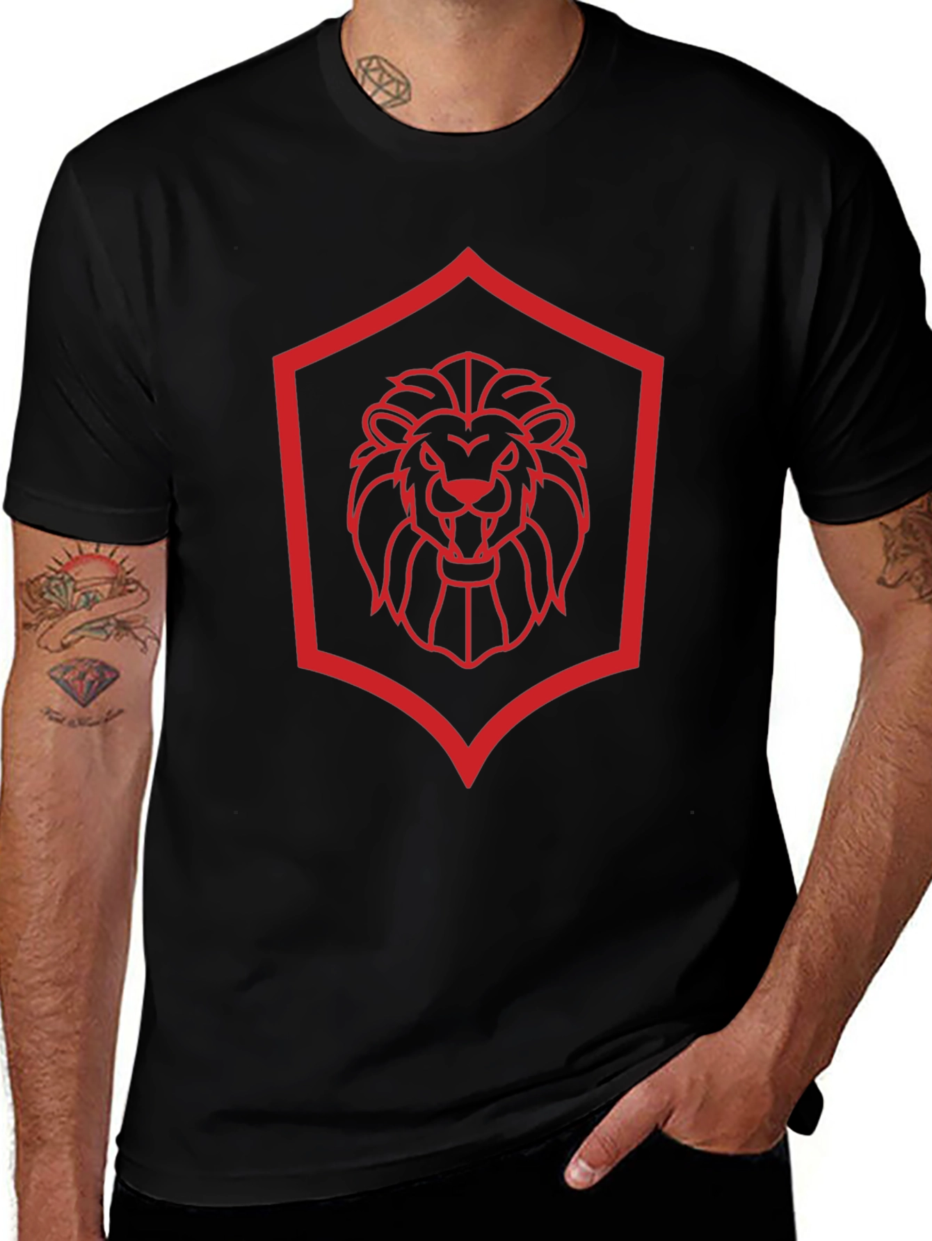 Lion Crest Graphic Tee - Modern Black T-Shirt