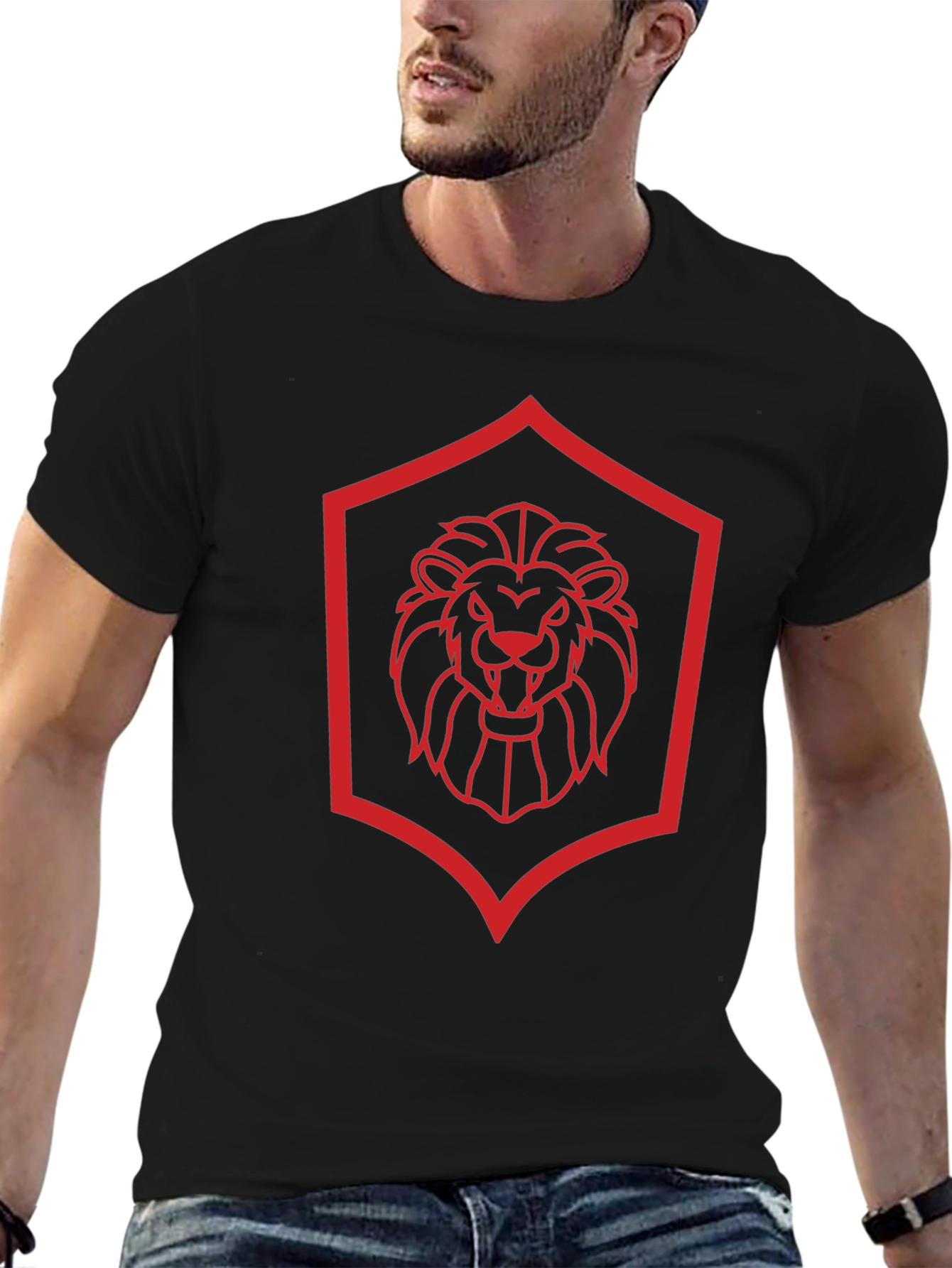 Lion Crest Graphic Tee - Modern Black T-Shirt