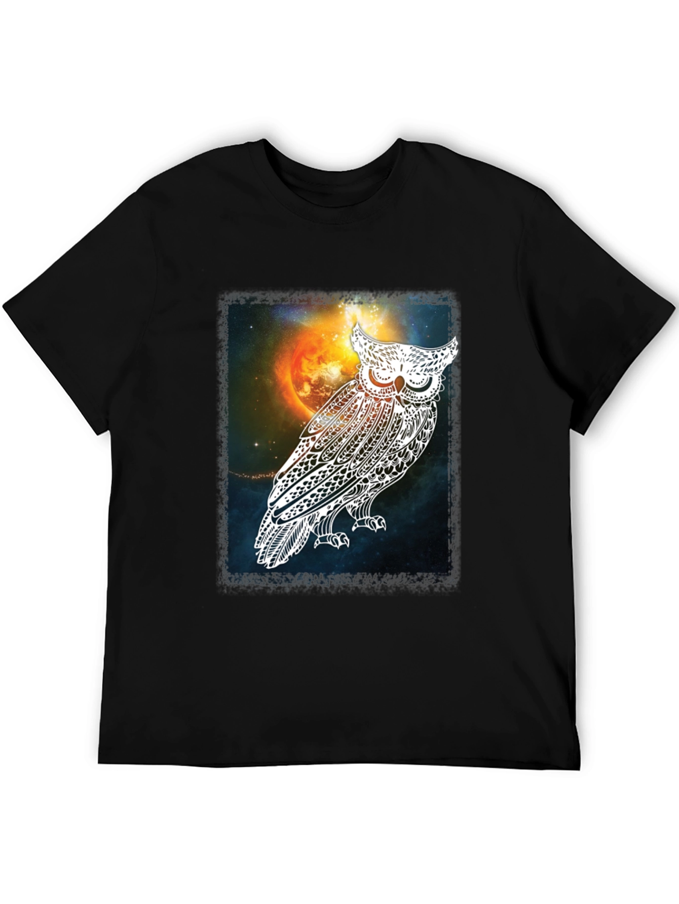 Cosmic Owl Graphic Tee - Mens Black T-Shirt