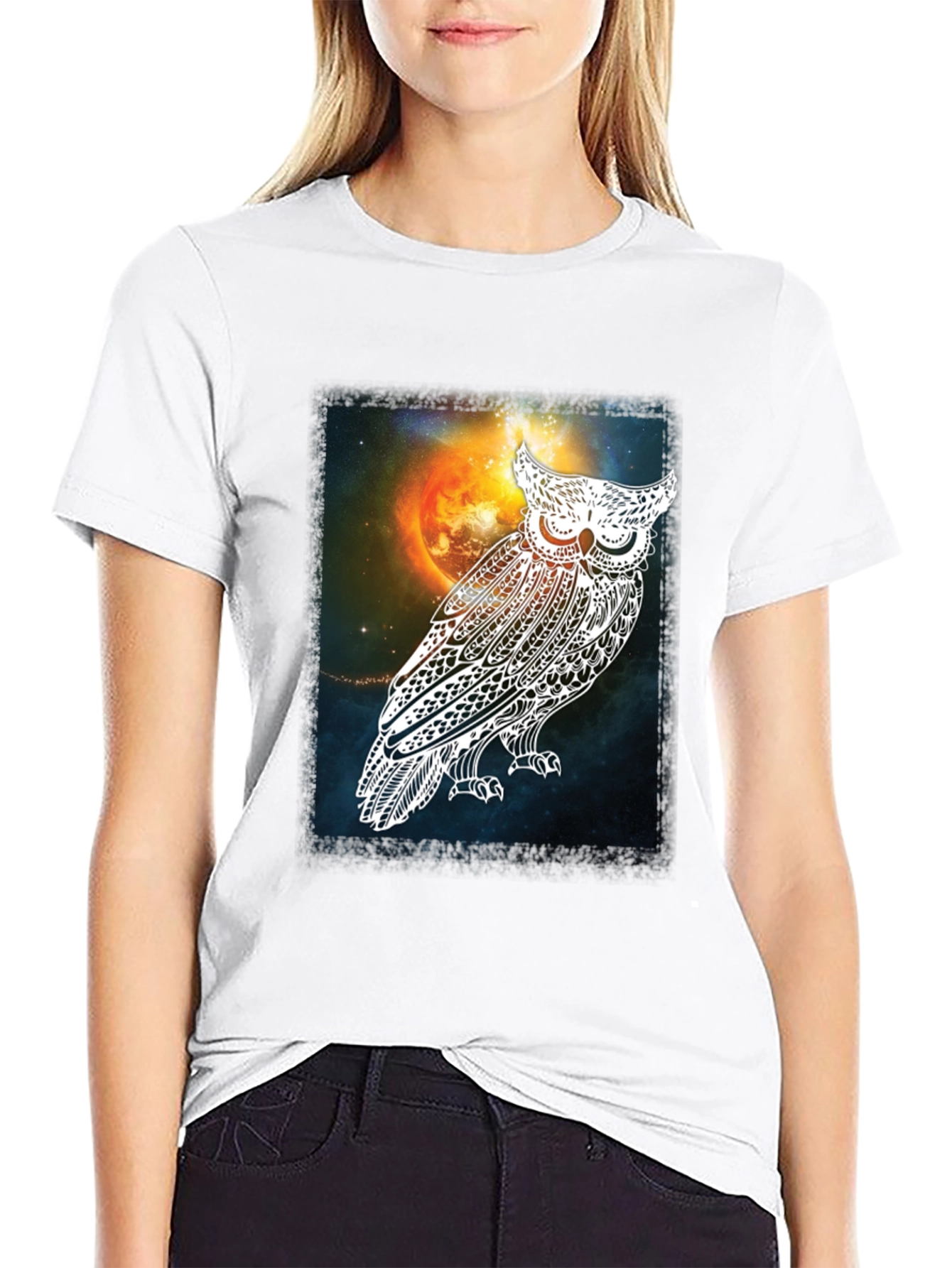 Cosmic Owl Graphic Tee - Mens Black T-Shirt