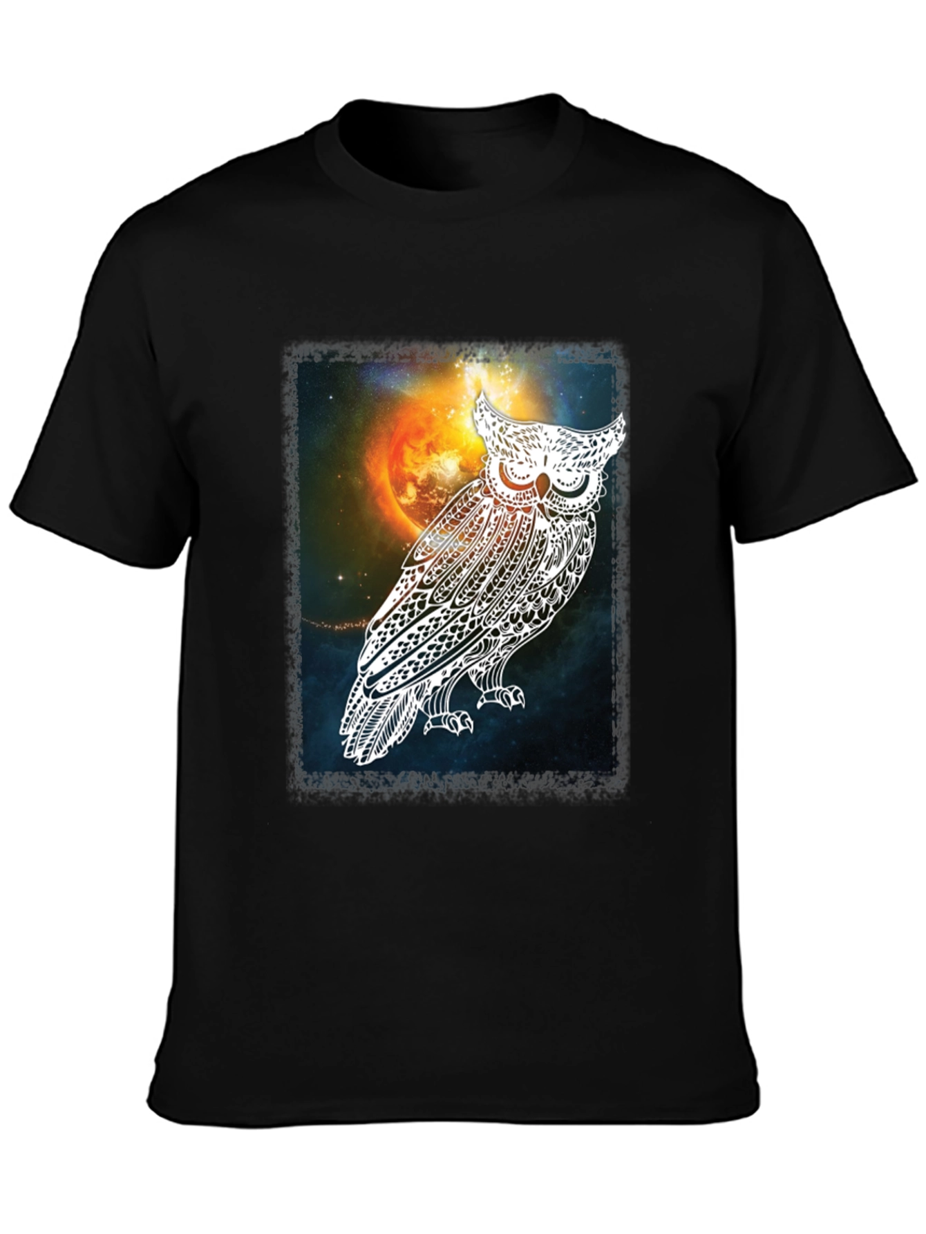 Cosmic Owl Graphic Tee - Mens Black T-Shirt