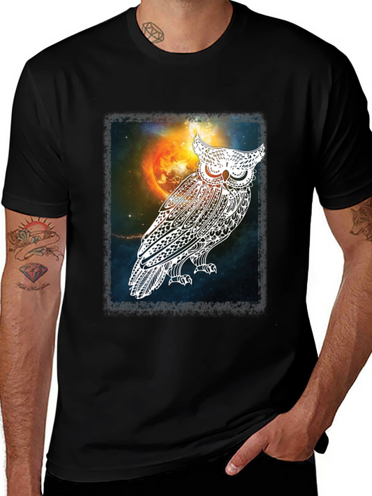 Cosmic Owl Graphic Tee - Mens Black T-Shirt