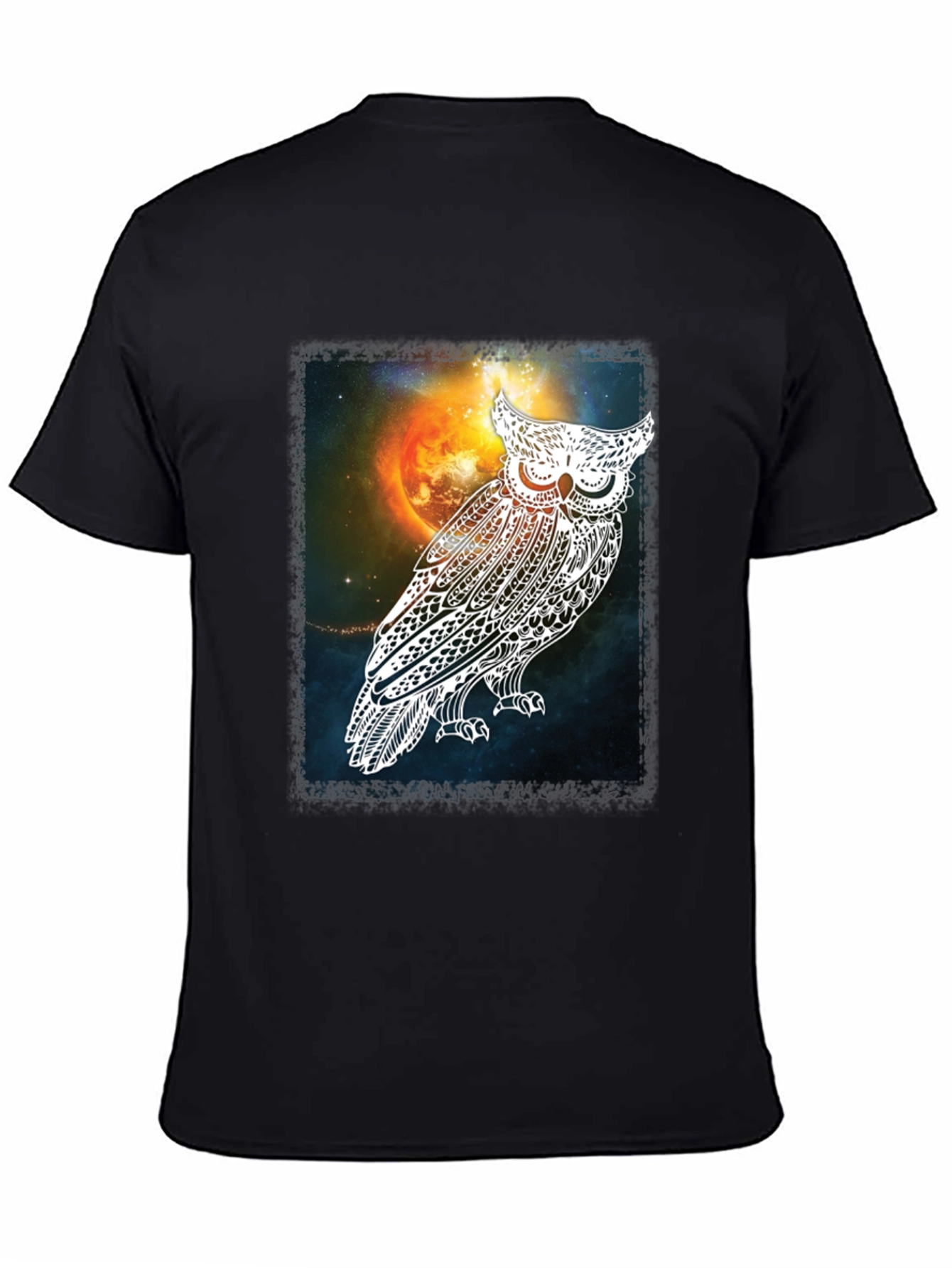 Cosmic Owl Graphic Tee - Mens Black T-Shirt