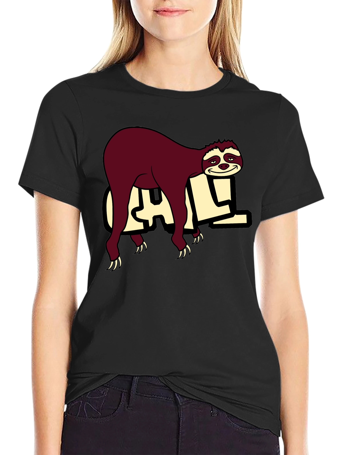 Chill Sloth Graphic Tee - Relaxed Style