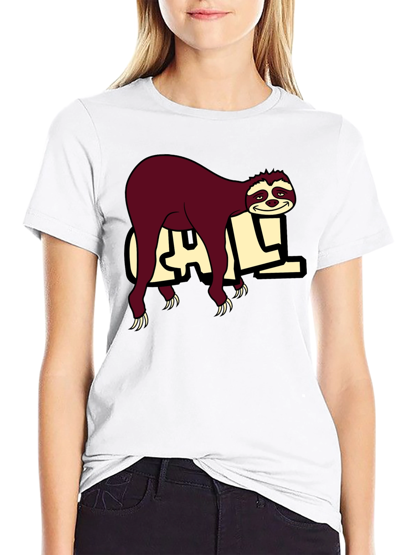 Chill Sloth Graphic Tee - Relaxed Style