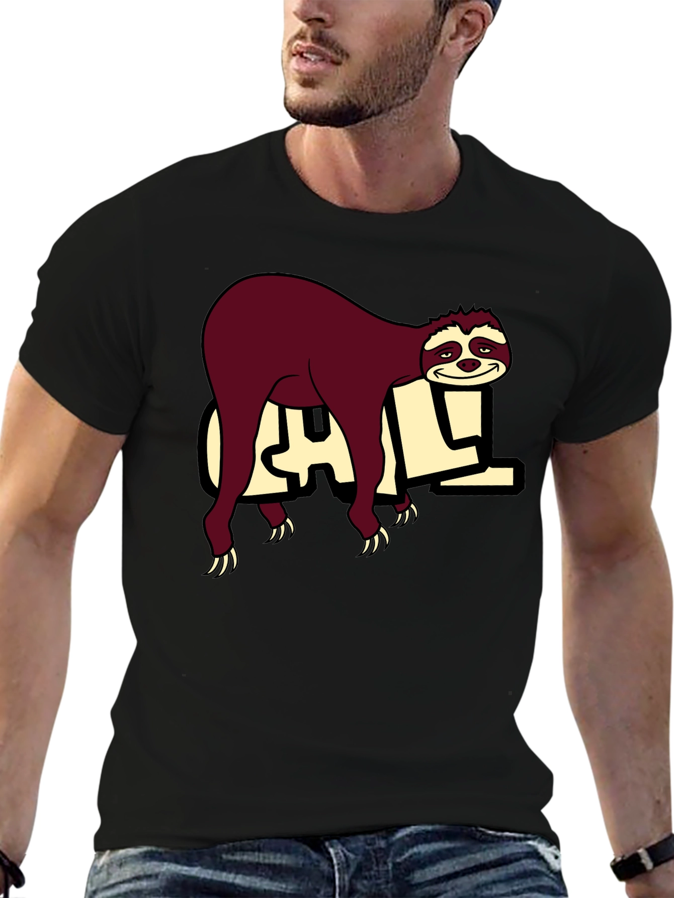 Chill Sloth Graphic Tee - Relaxed Style