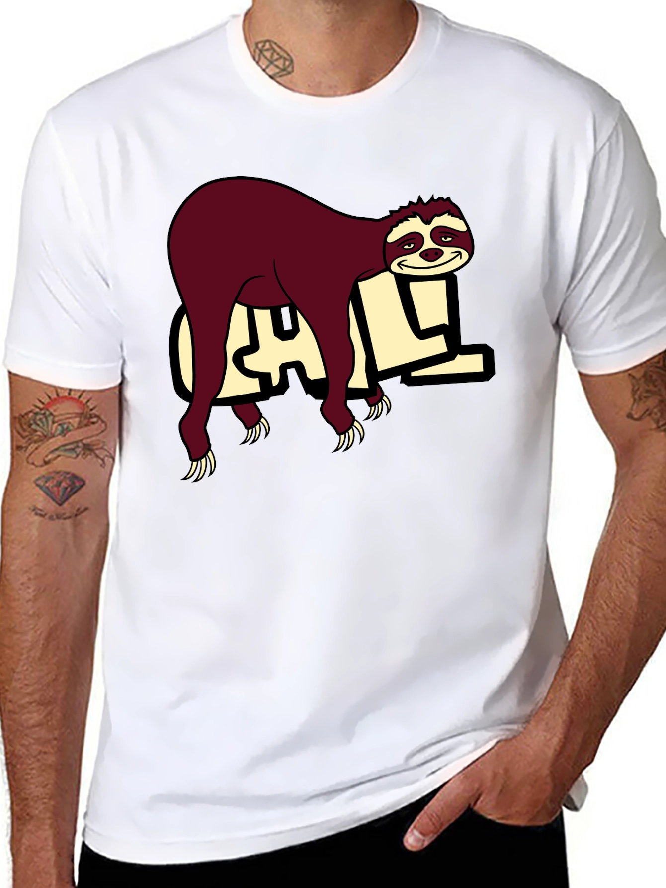 Chill Sloth Graphic Tee - Relaxed Style