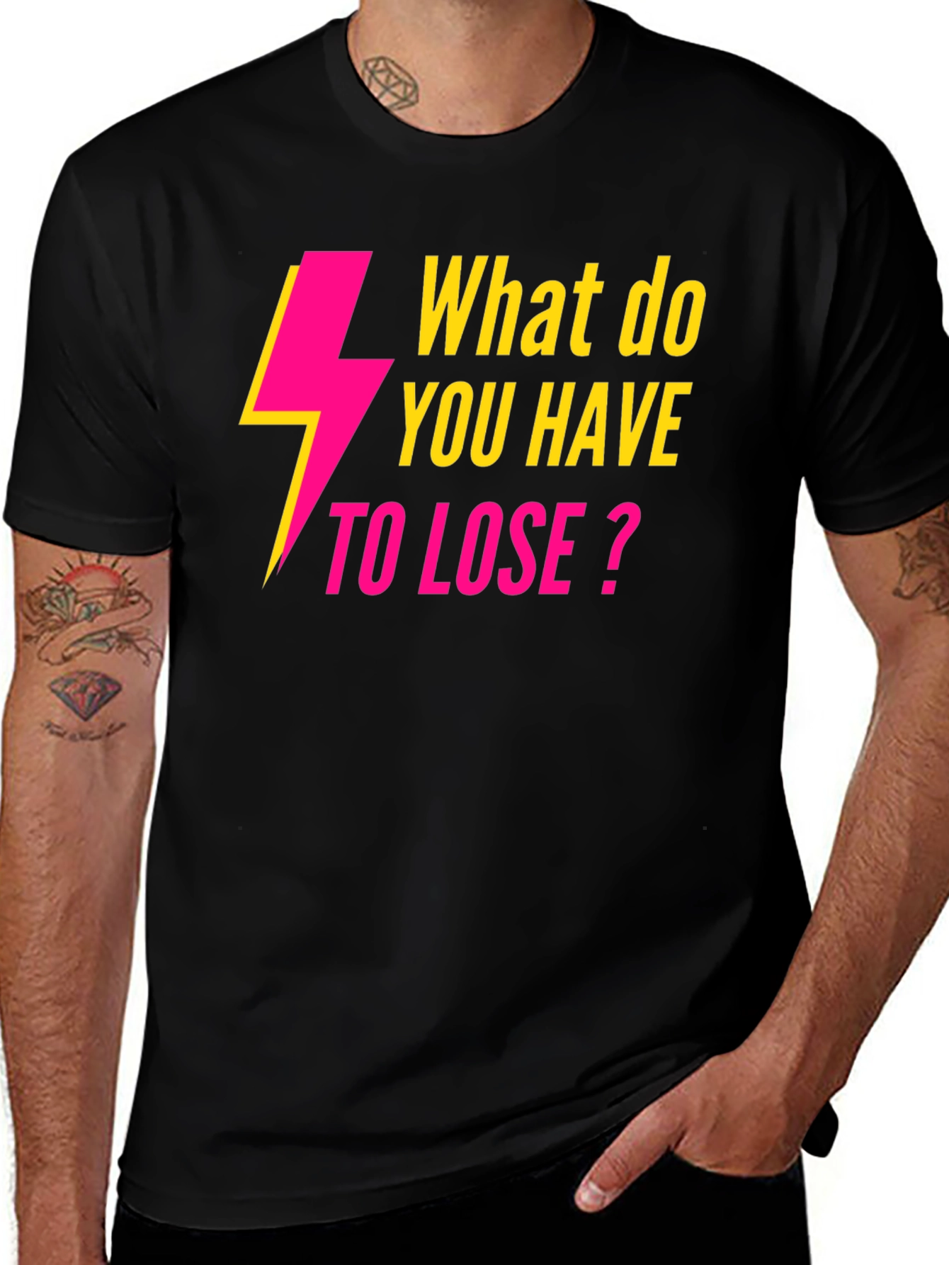 Electric Pink What to Lose? Black T-Shirt