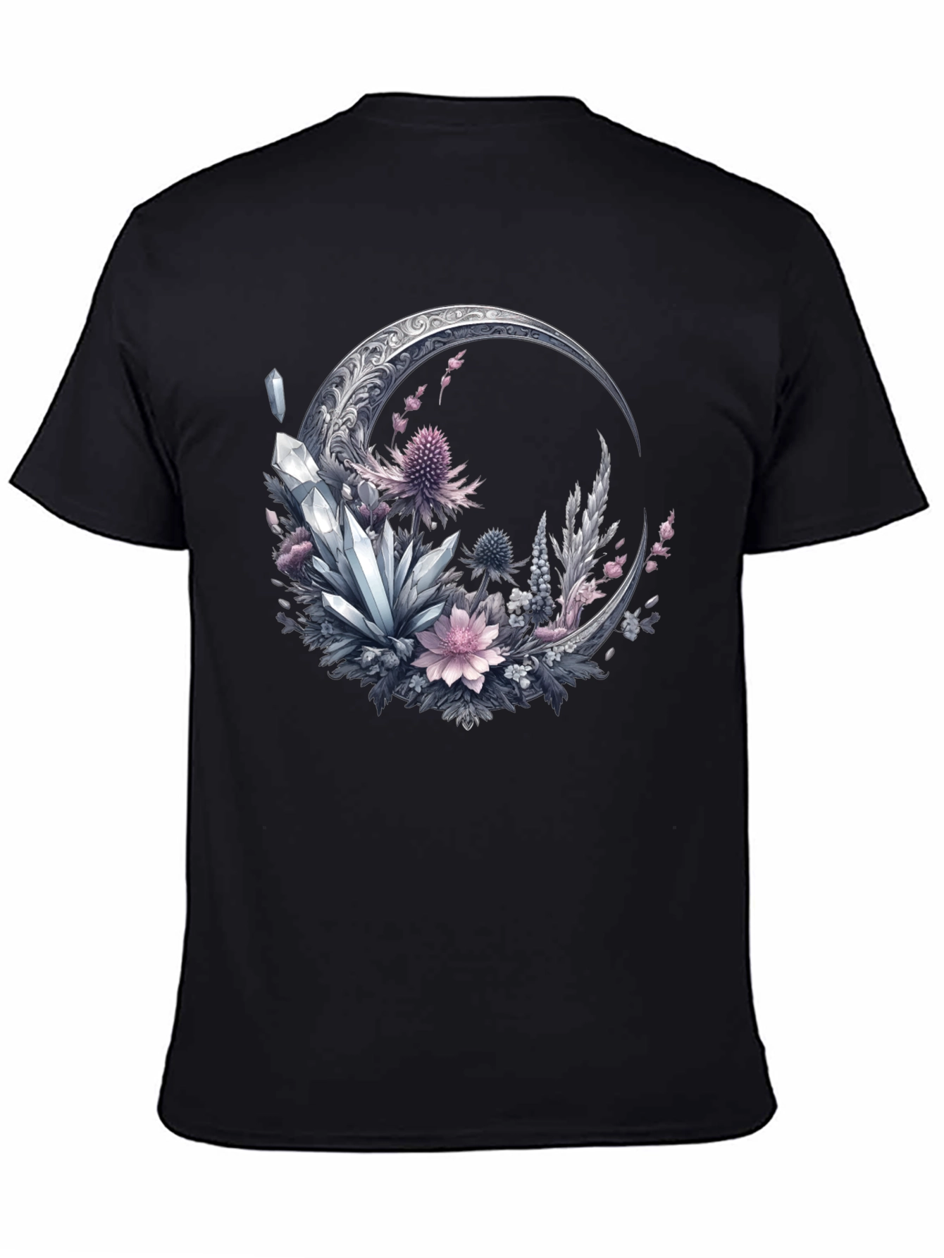 Crescent Moon Crystal Floral T-Shirt