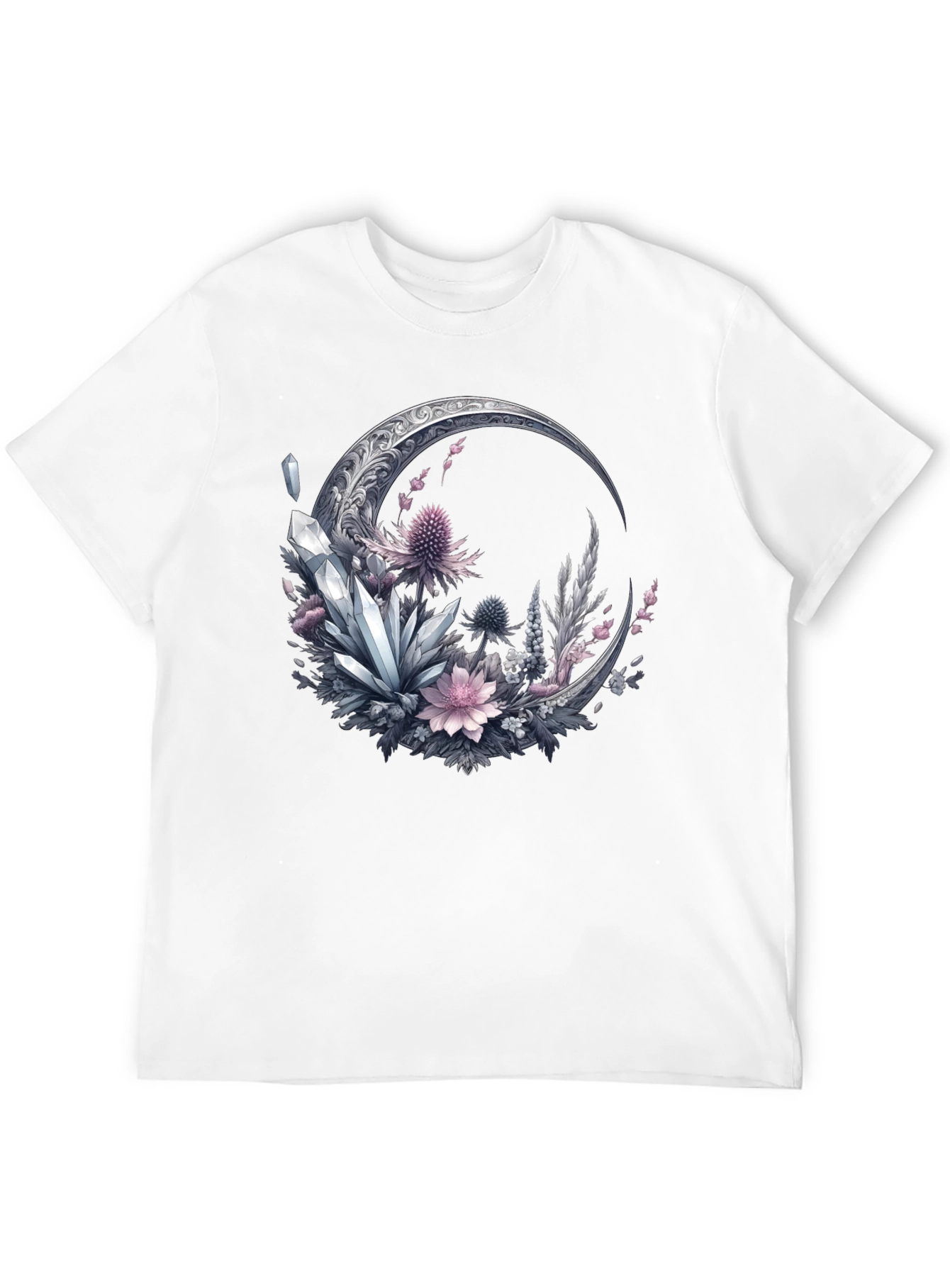 Crescent Moon Crystal Floral T-Shirt