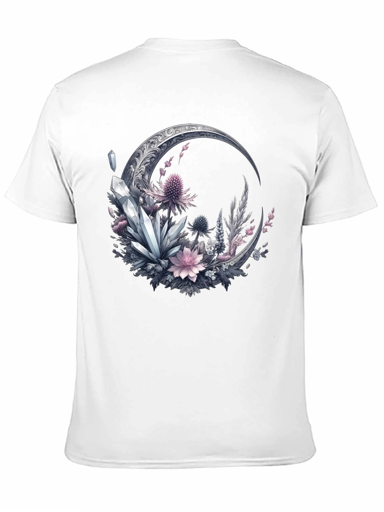 Crescent Moon Crystal Floral T-Shirt