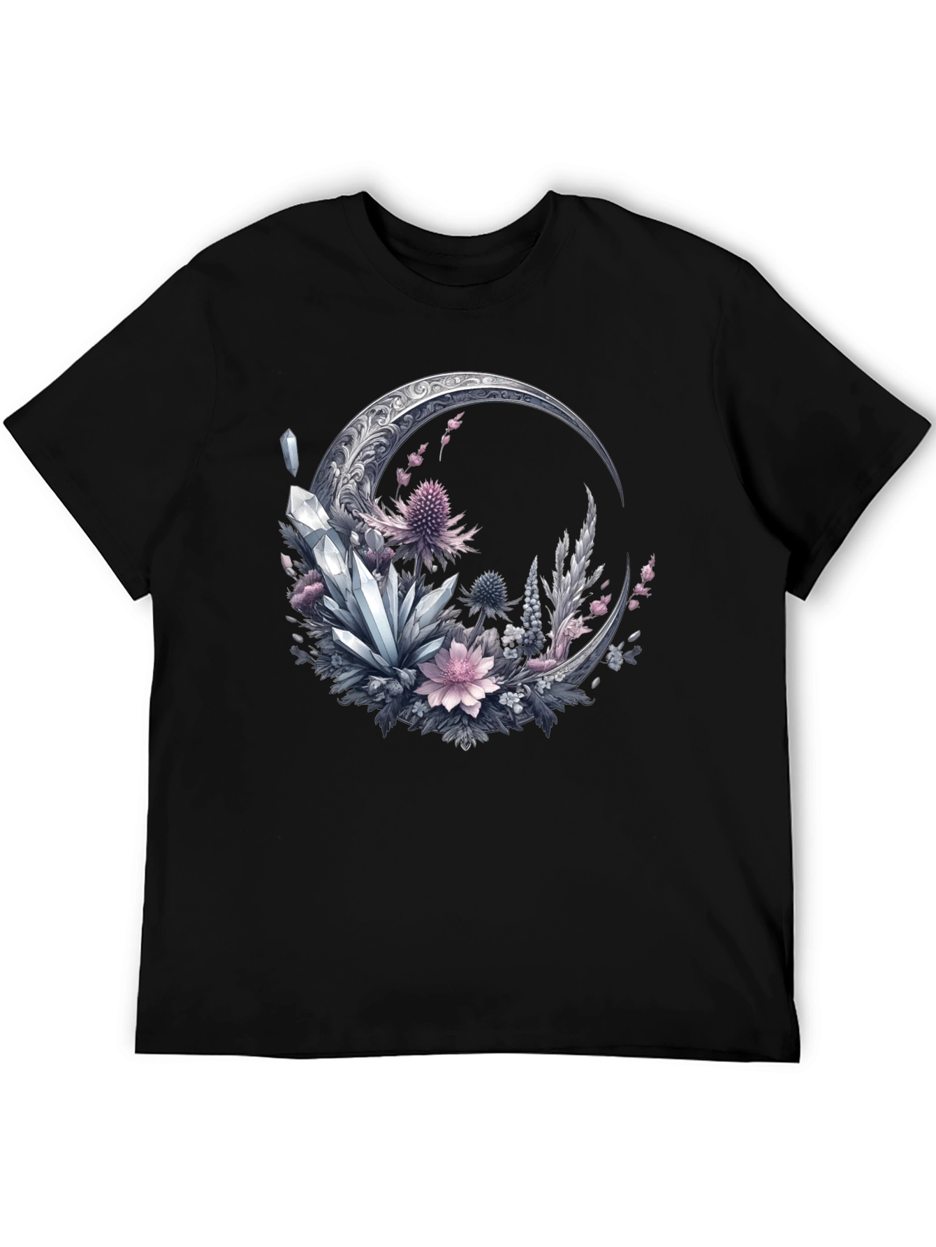 Crescent Moon Crystal Floral T-Shirt