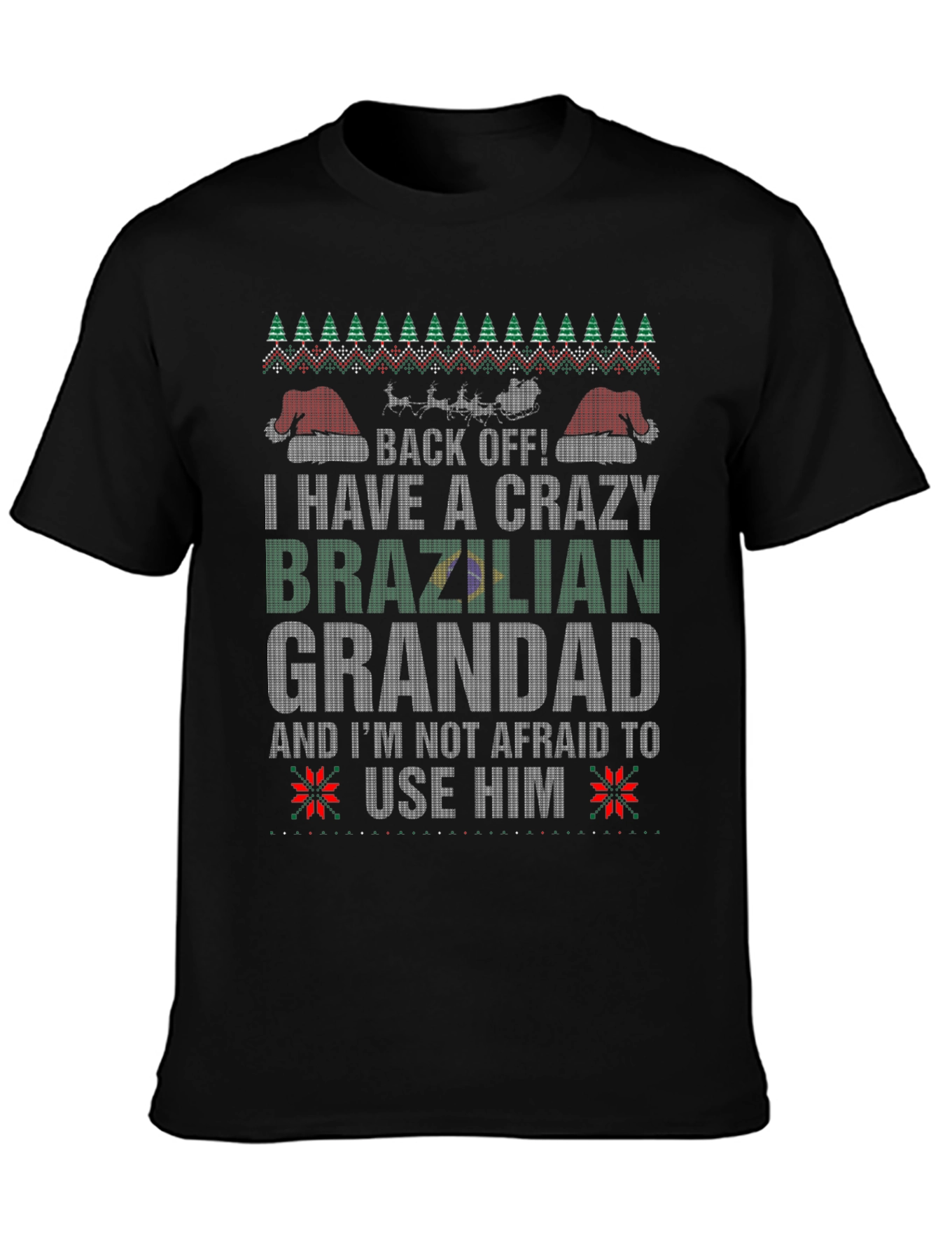 Crazy Brazilian Grandad Christmas Graphic Tee