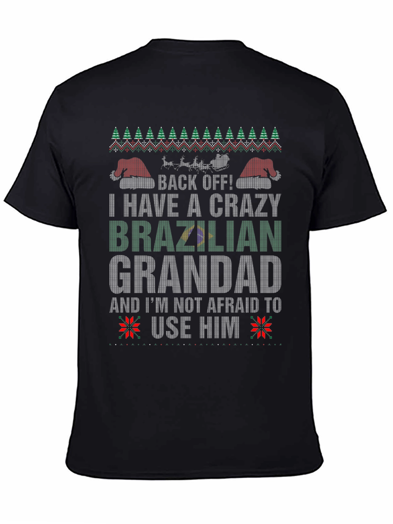 Crazy Brazilian Grandad Christmas Graphic Tee