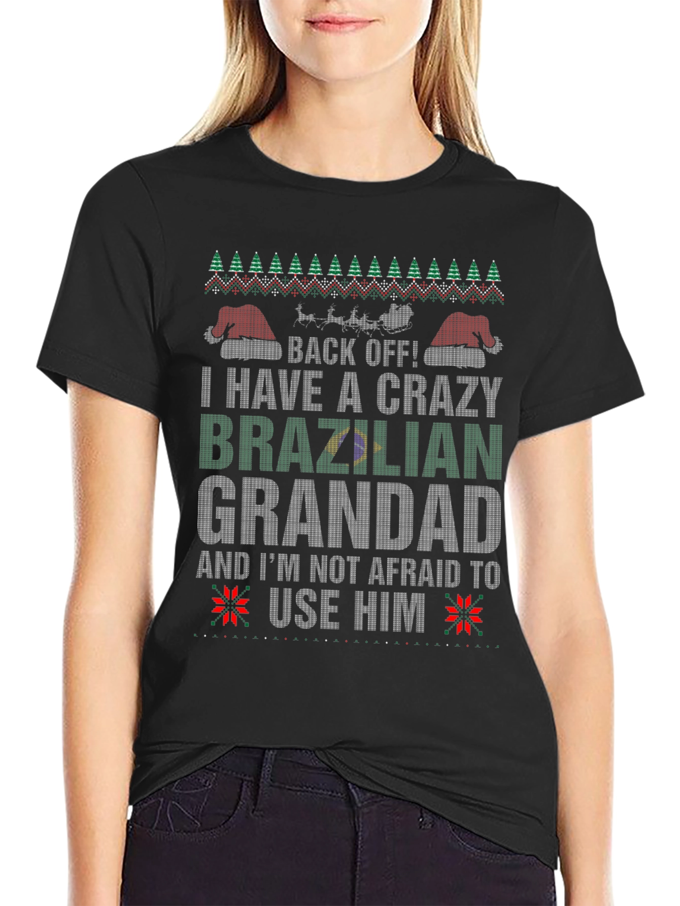 Crazy Brazilian Grandad Christmas Graphic Tee