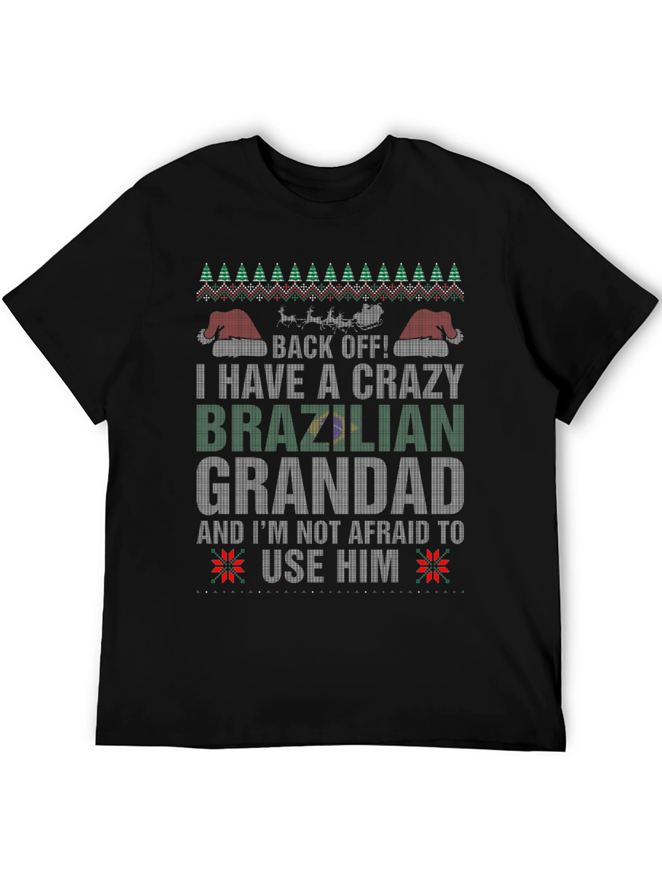 Crazy Brazilian Grandad Christmas Graphic Tee