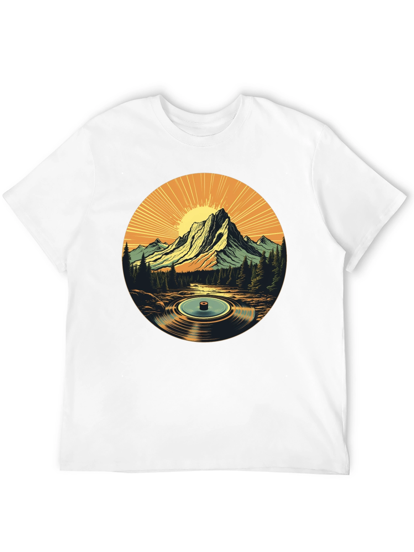 Mountain Vinyl Record Graphic T-Shirt