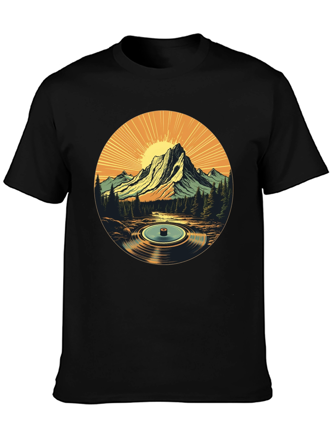 Mountain Vinyl Record Graphic T-Shirt