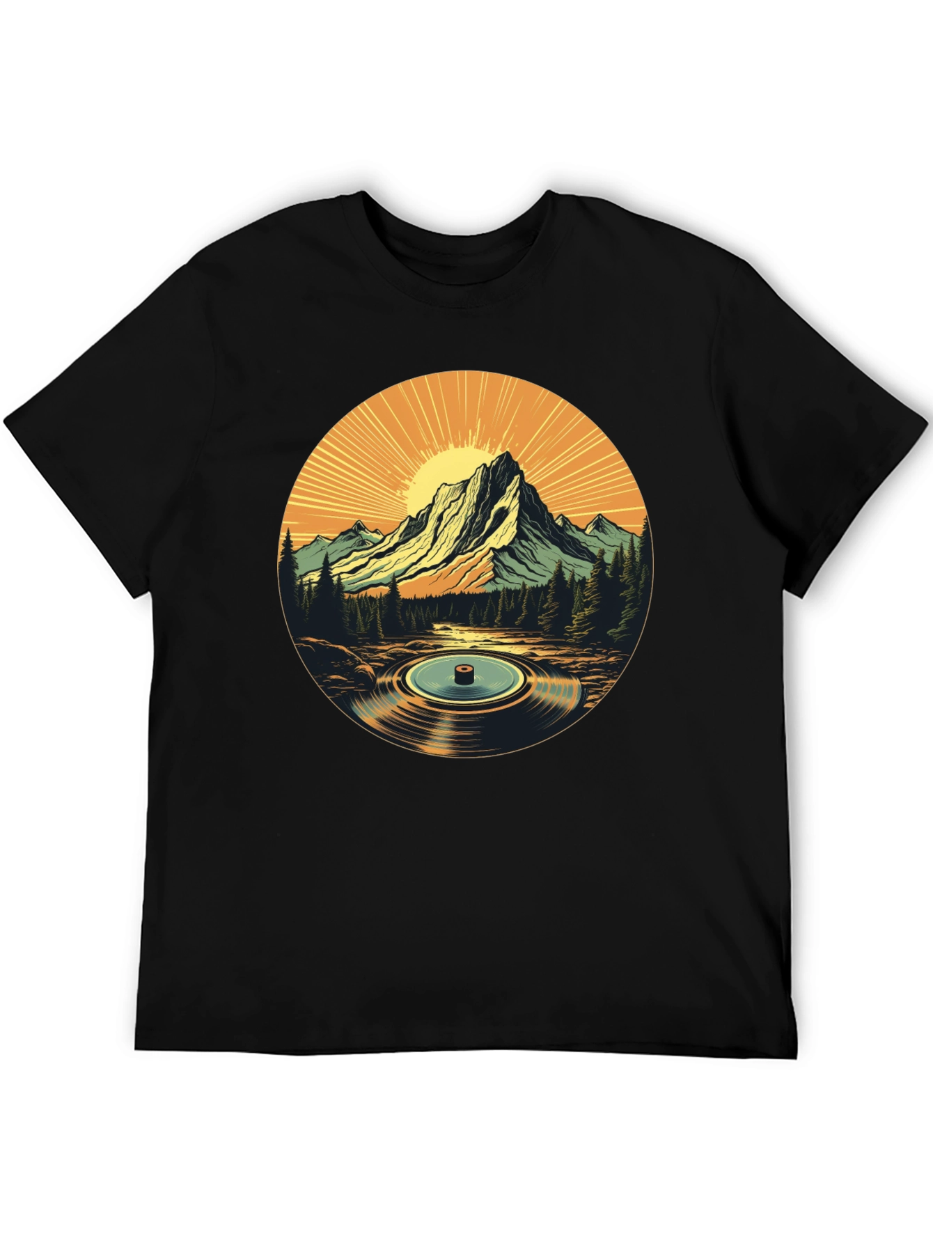 Mountain Vinyl Record Graphic T-Shirt