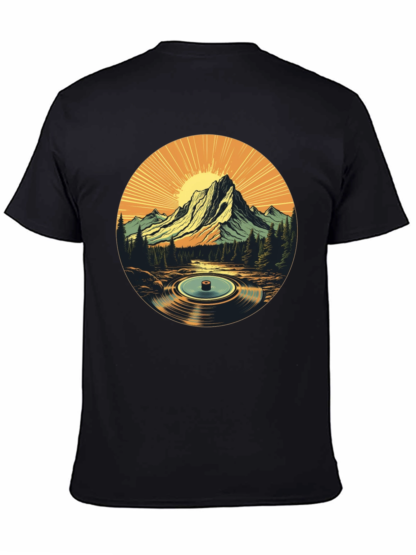Mountain Vinyl Record Graphic T-Shirt