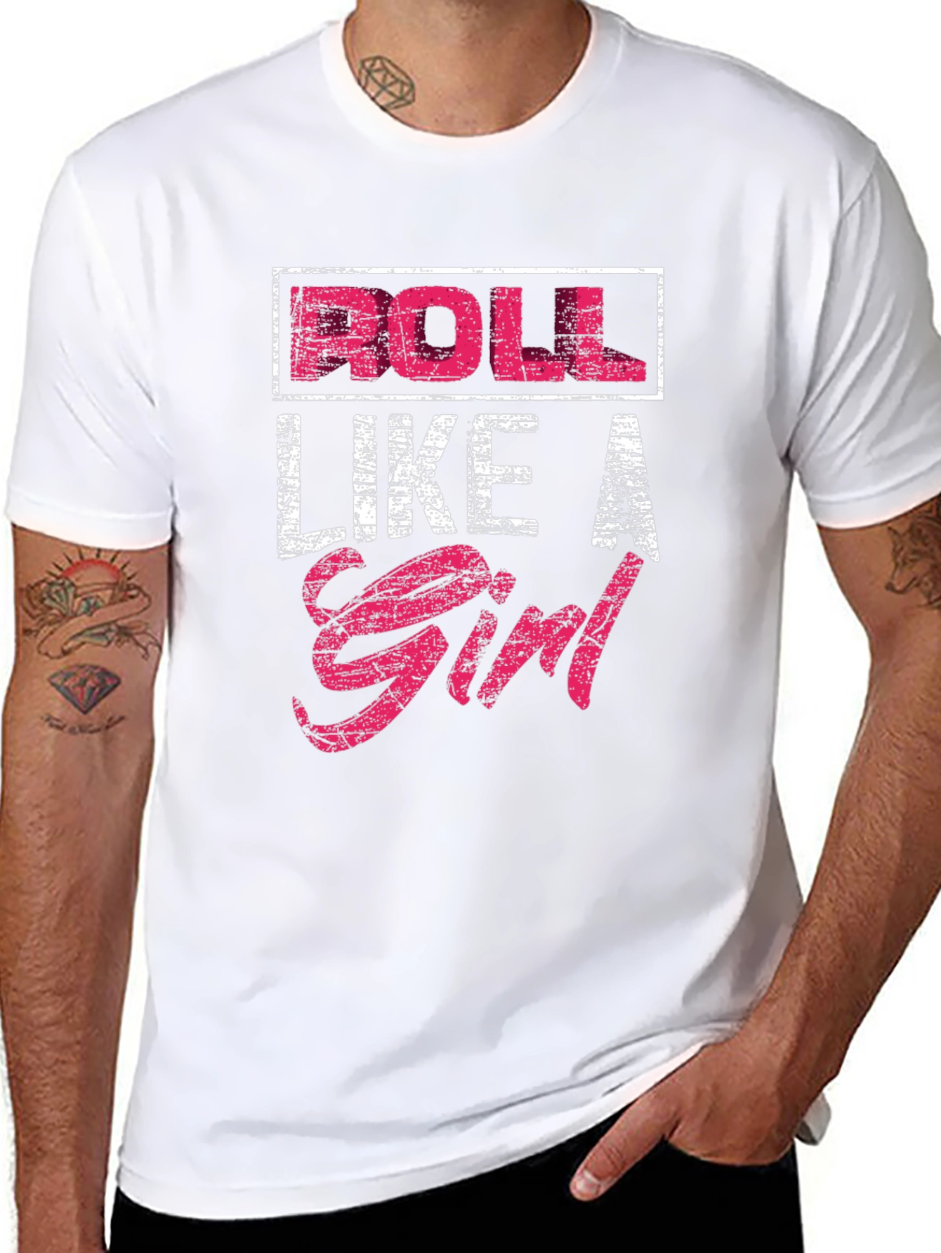 Roll Like A Girl Black Graphic T-Shirt