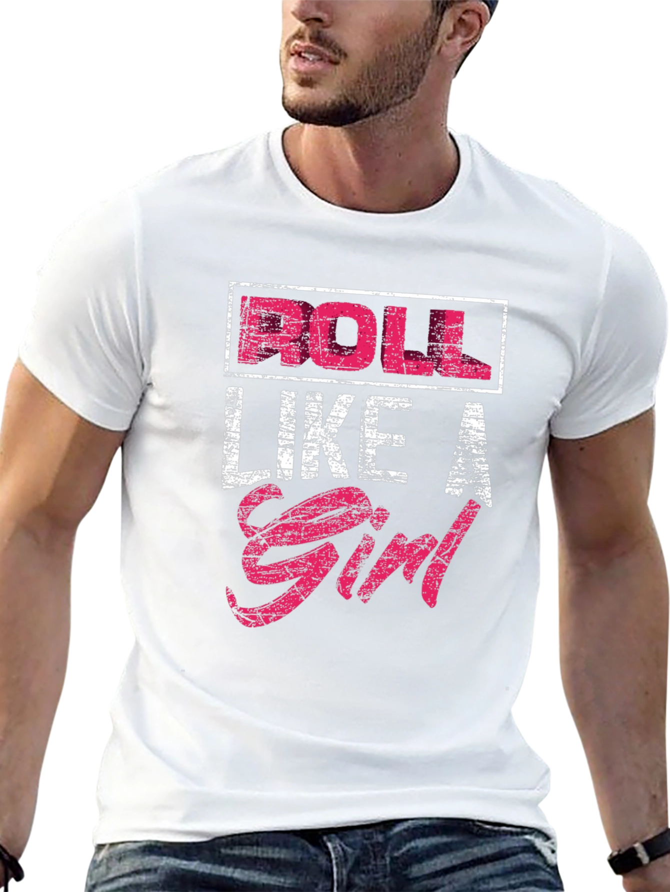 Roll Like A Girl Black Graphic T-Shirt
