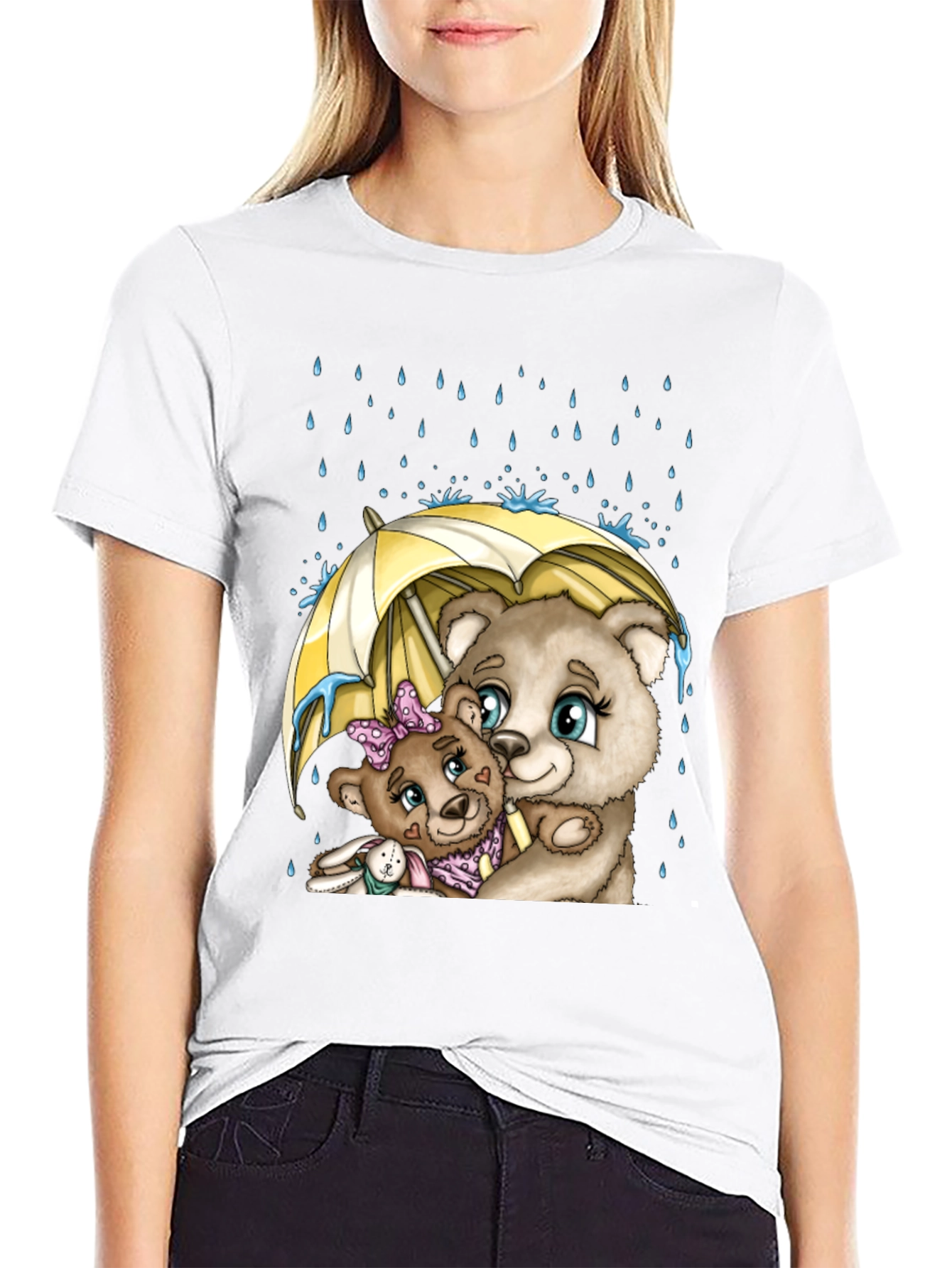 Bear Family Under Umbrella T-Shirt