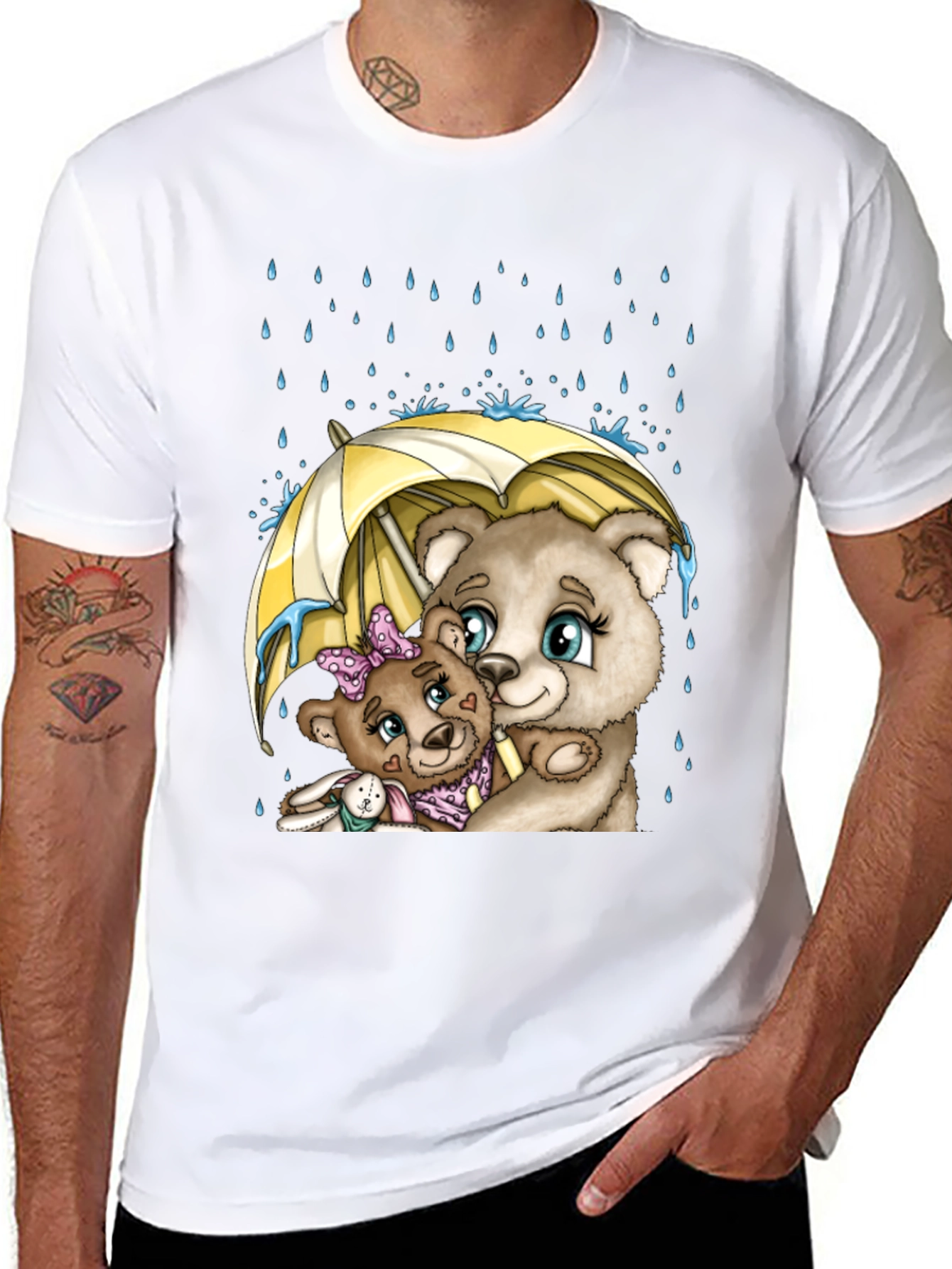 Bear Family Under Umbrella T-Shirt
