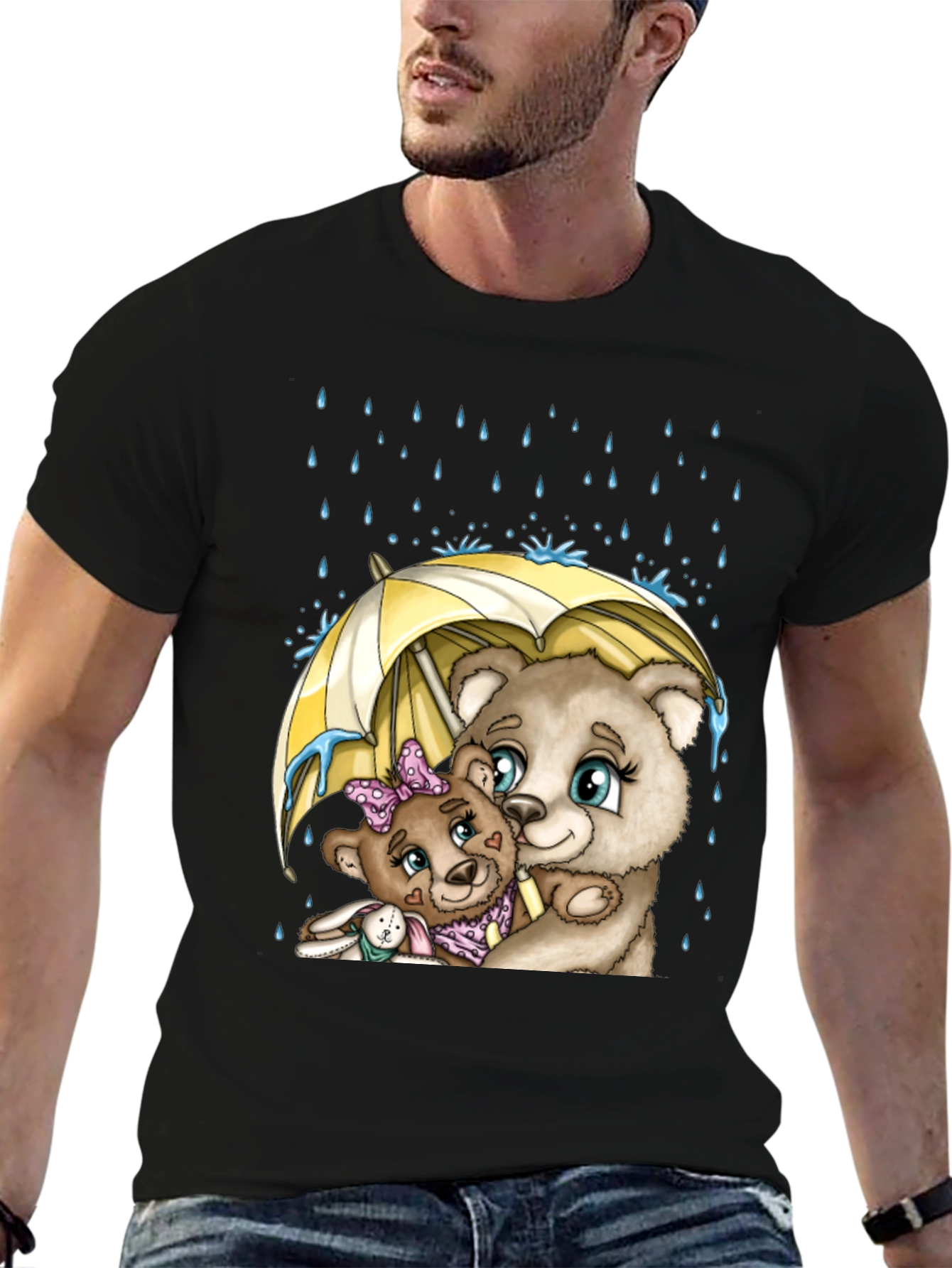 Bear Family Under Umbrella T-Shirt