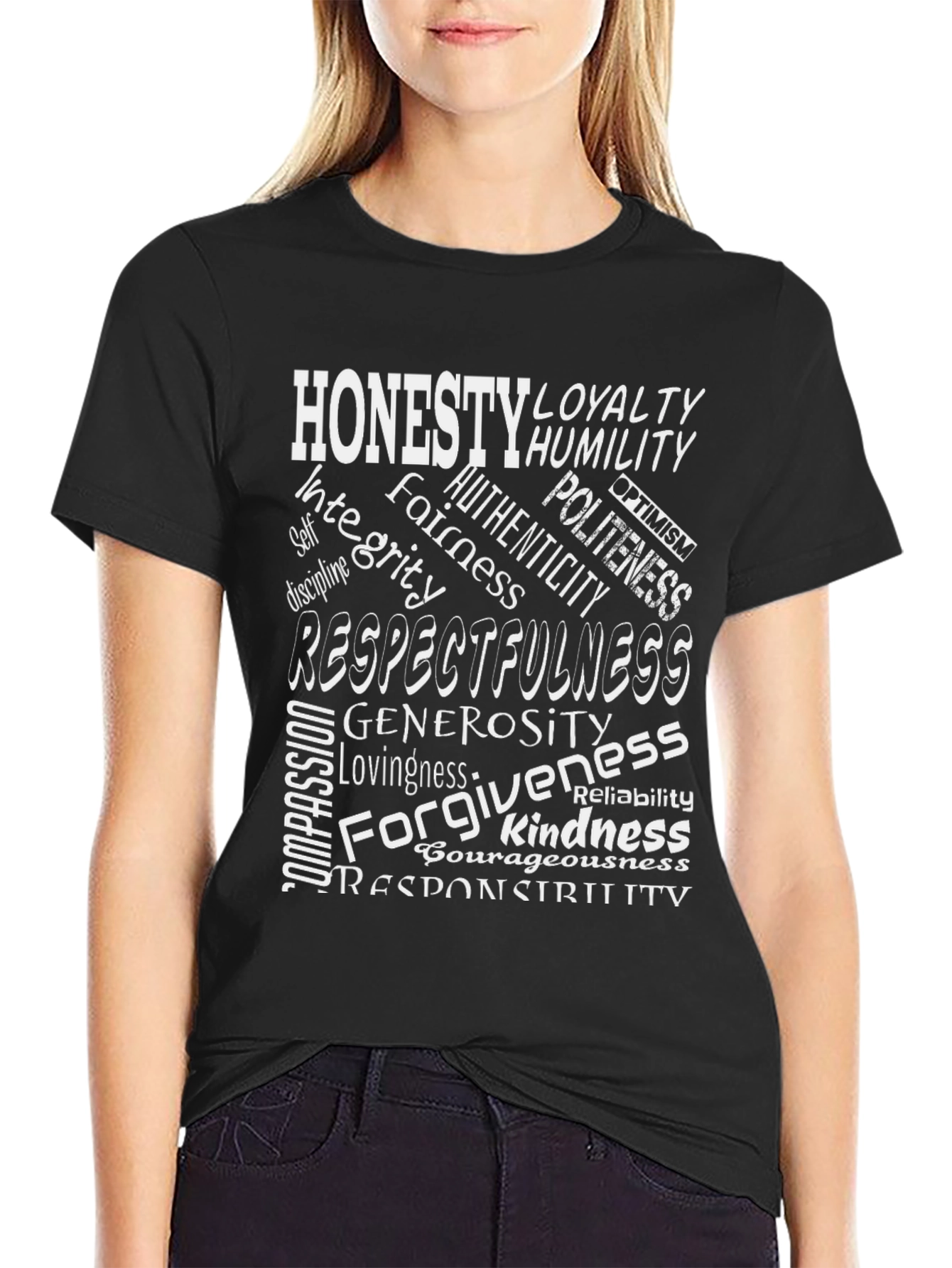 Virtue Word Cloud T-Shirt - Honesty Kindness Respect