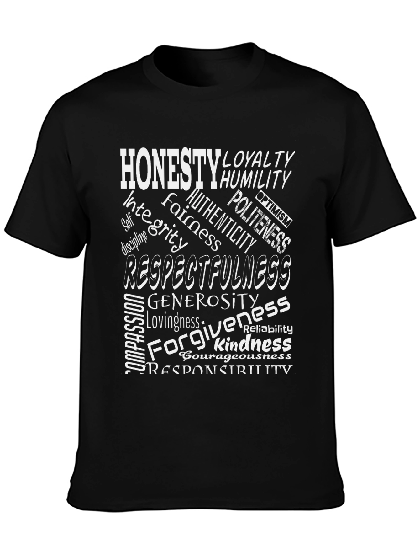 Virtue Word Cloud T-Shirt - Honesty Kindness Respect
