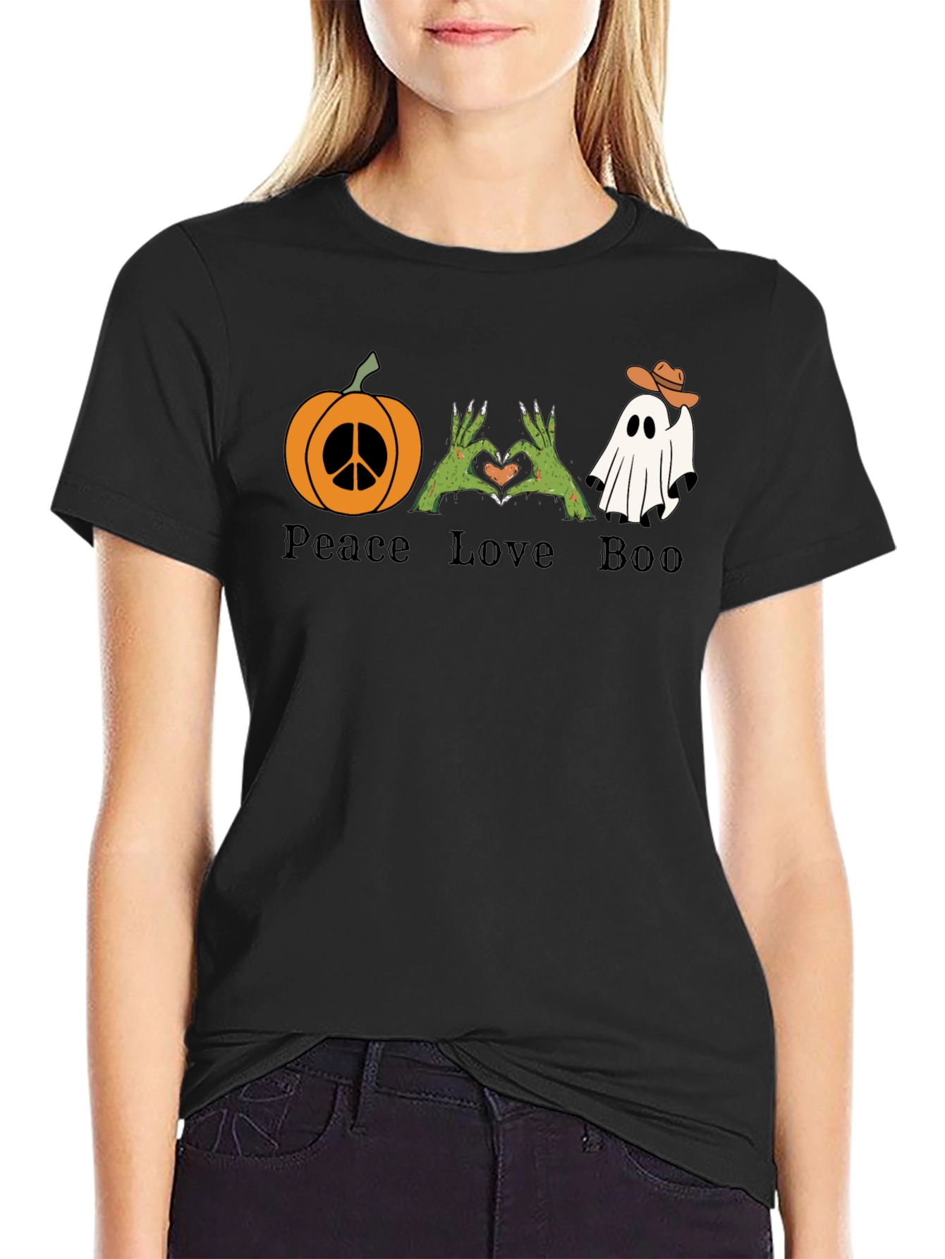 Peace Love Boo Halloween T-Shirt