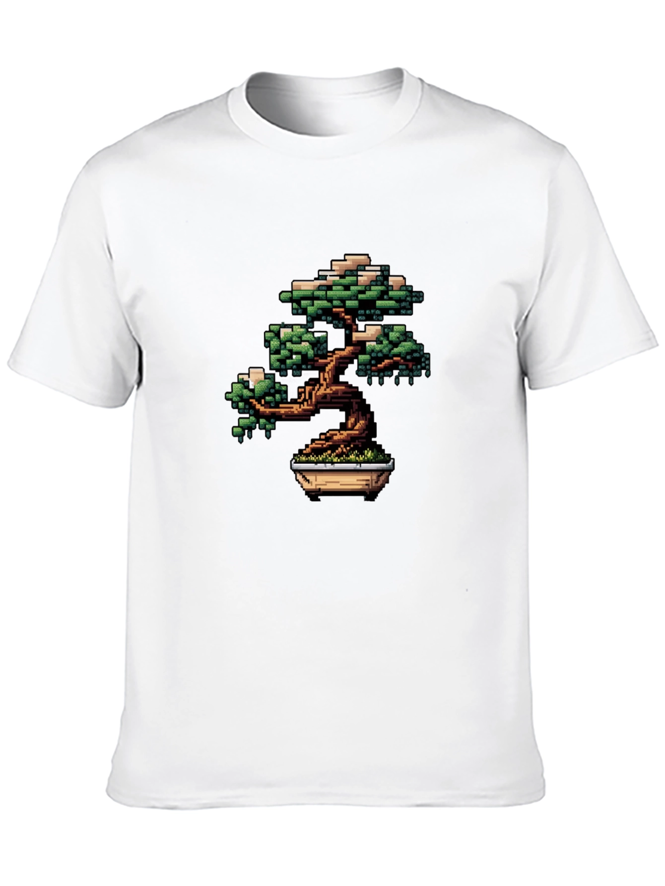 Pixel Art Bonsai Tree Black T-Shirt