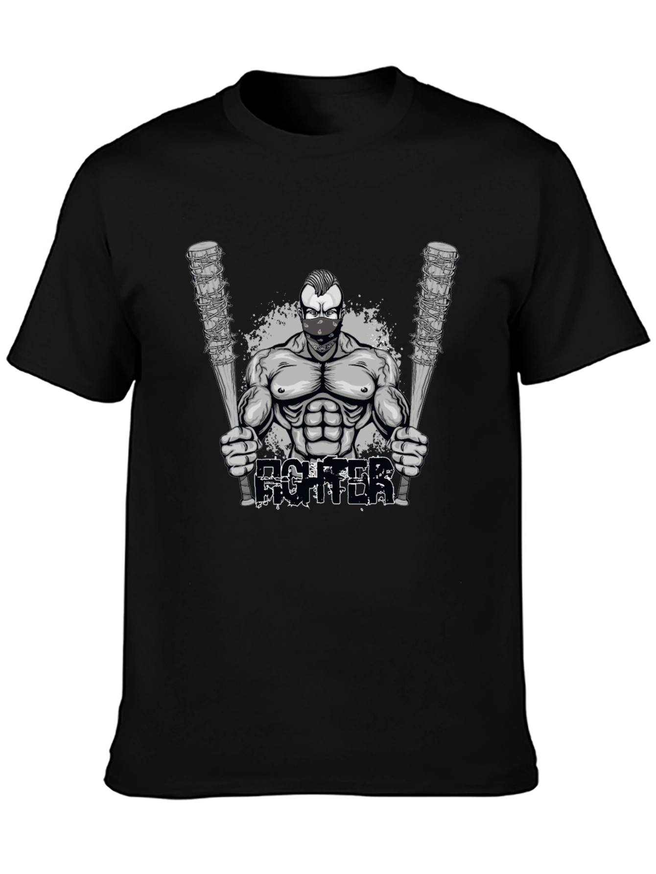 Fighter Graphic T-Shirt - Mens Black Tee
