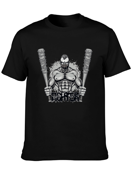 Fighter Graphic T-Shirt - Mens Black Tee