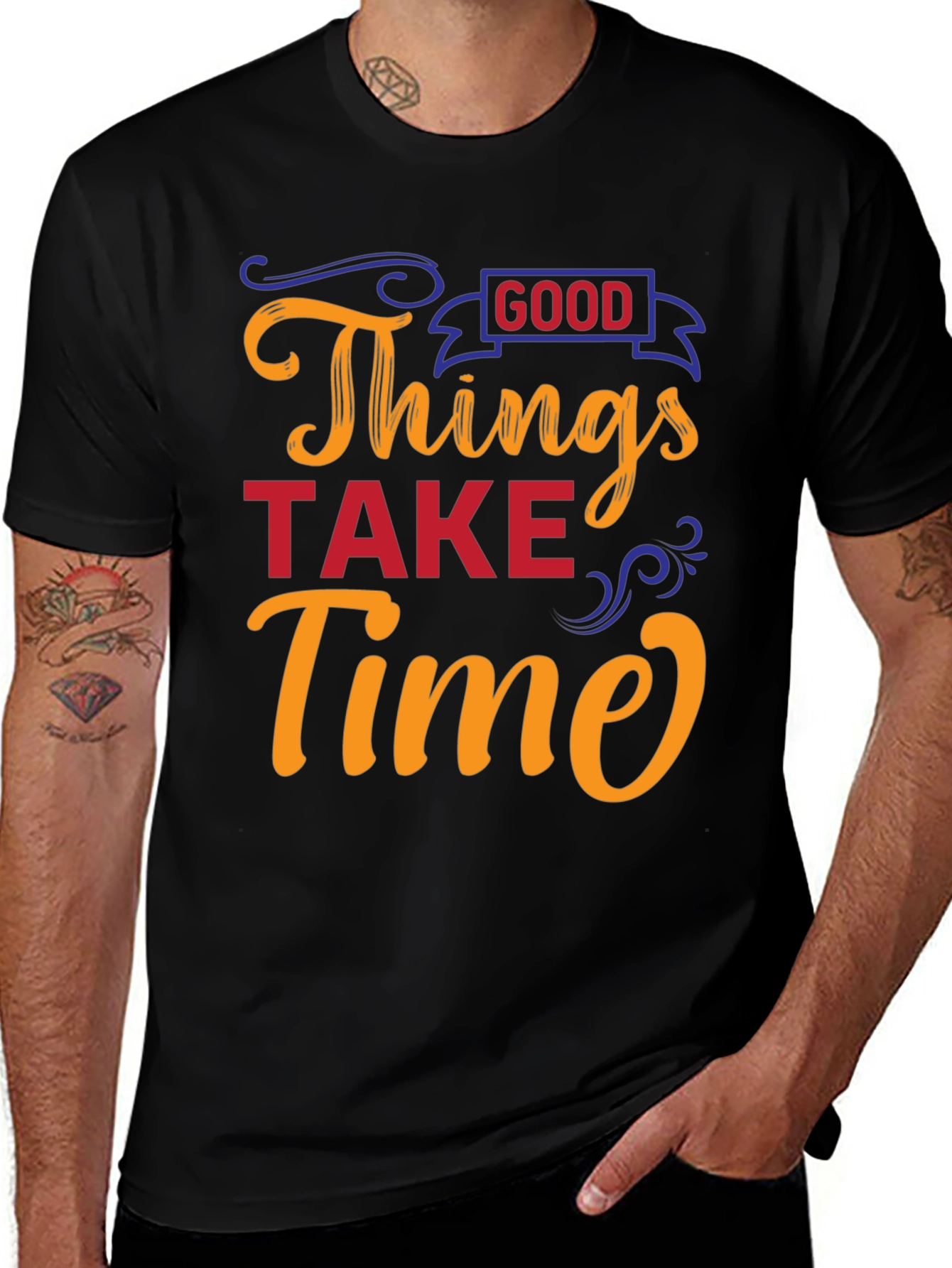 Good Things Take Time Black Graphic Tee