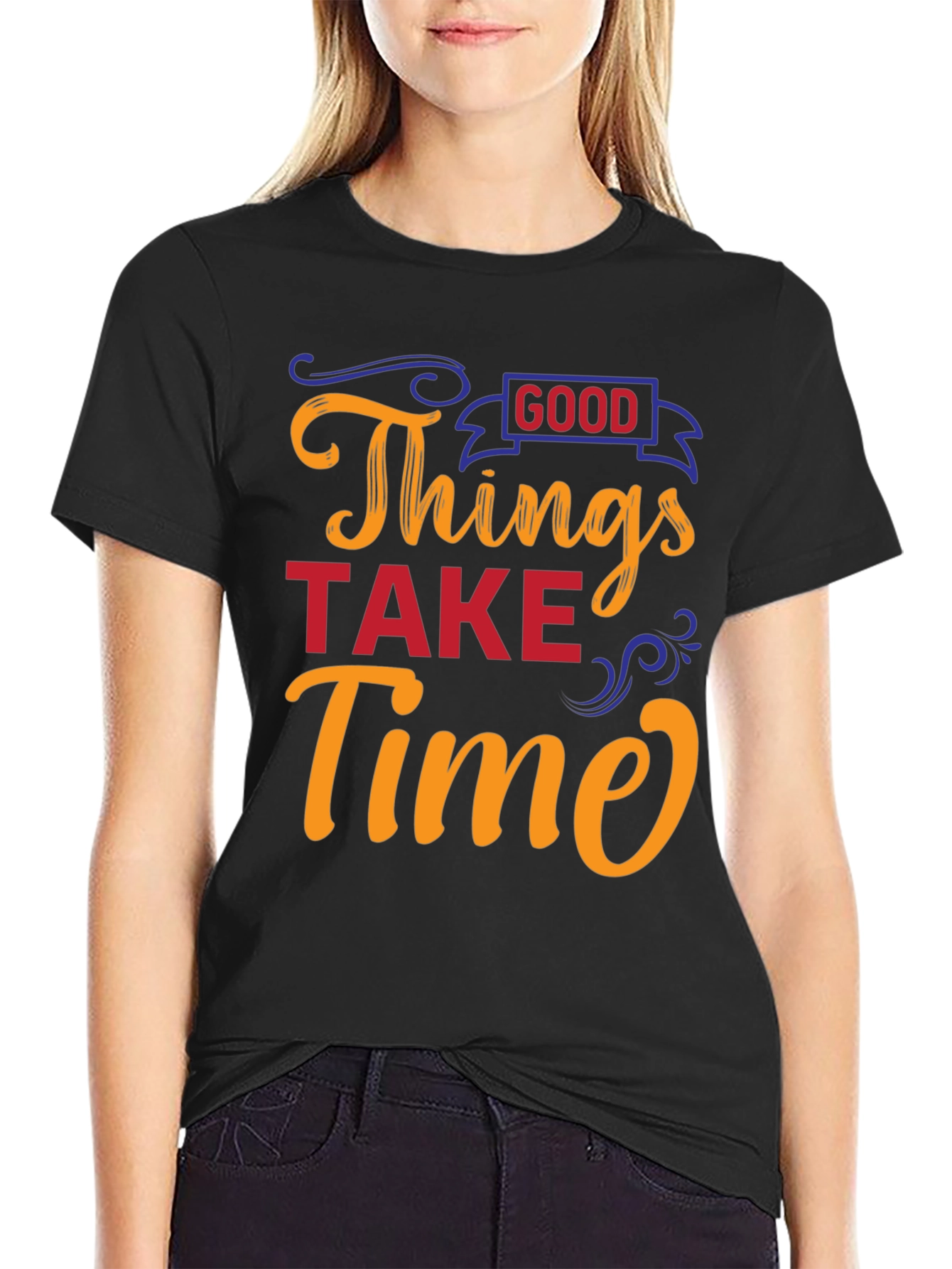 Good Things Take Time Black Graphic Tee