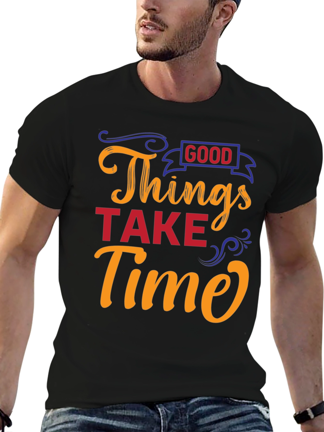 Good Things Take Time Black Graphic Tee